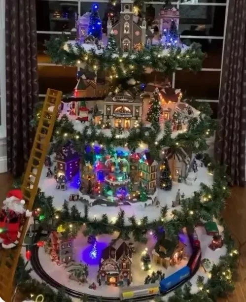 ☆Árbol de Navidad con rueda de la fortuna (con trenes, rueda de la fortuna, casas bien iluminadas) - Costco