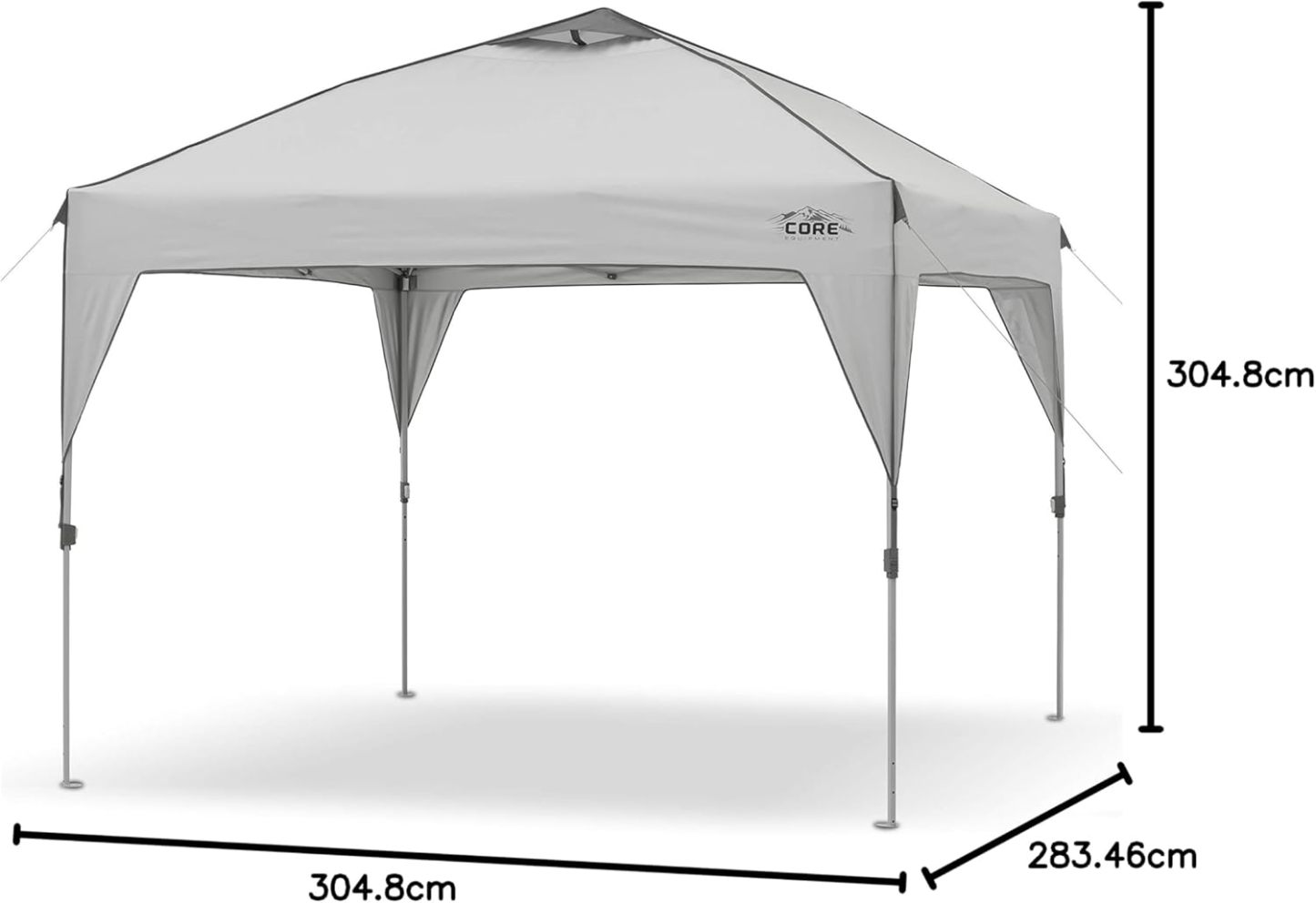 CORE Tienda de campaña con dosel emergente Instant Shelter de 10' x 10' con bolsa de transporte con ruedas