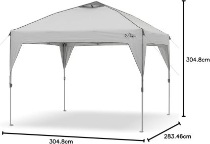 CORE Tienda de campaña con dosel emergente Instant Shelter de 10' x 10' con bolsa de transporte con ruedas
