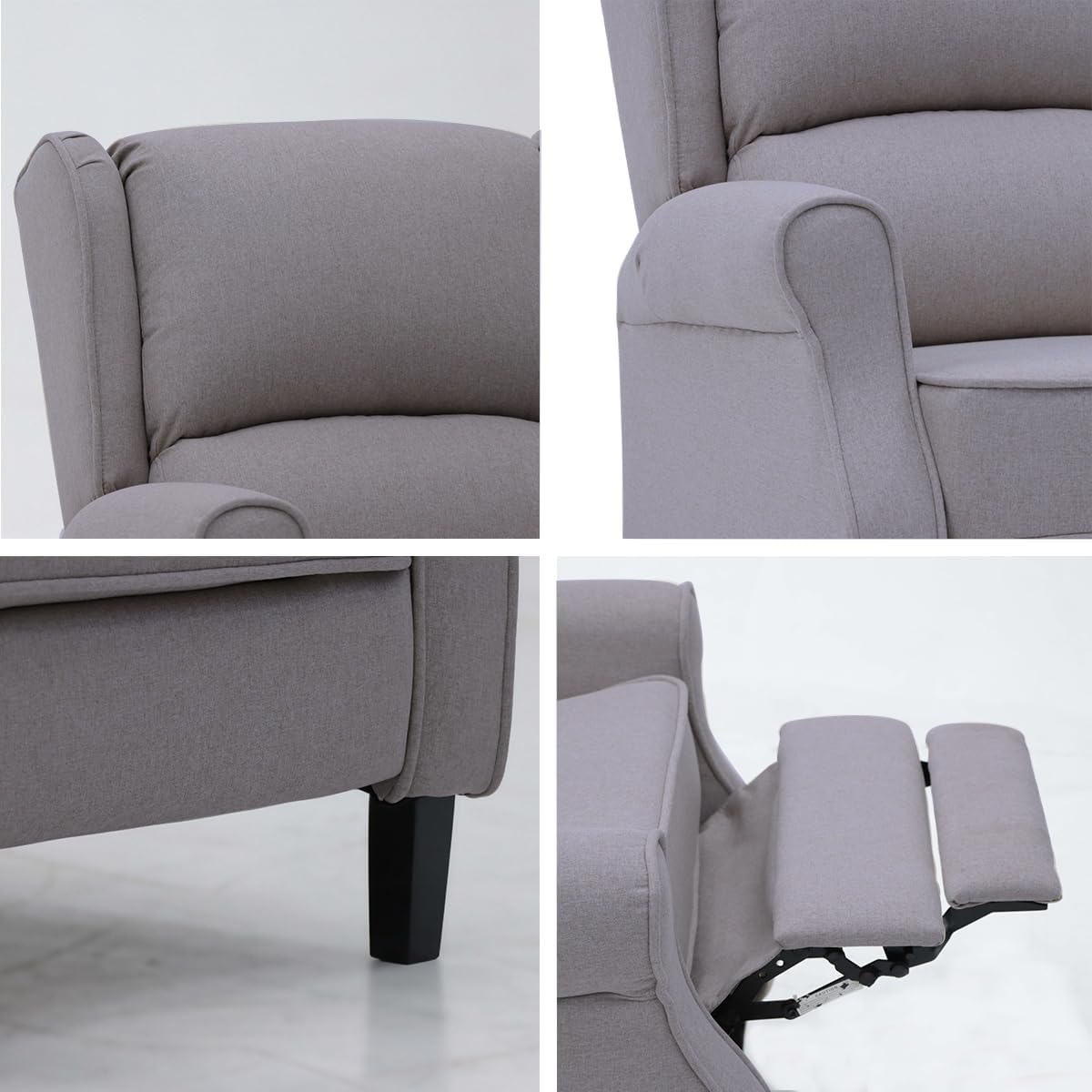 VANLIG | Sillón Reclinable Manual de Tela | Reposet Confortable Individual | Ajustable | Espuma Alta Densidad | Fácil Instalación | Material Premium | Color Gris