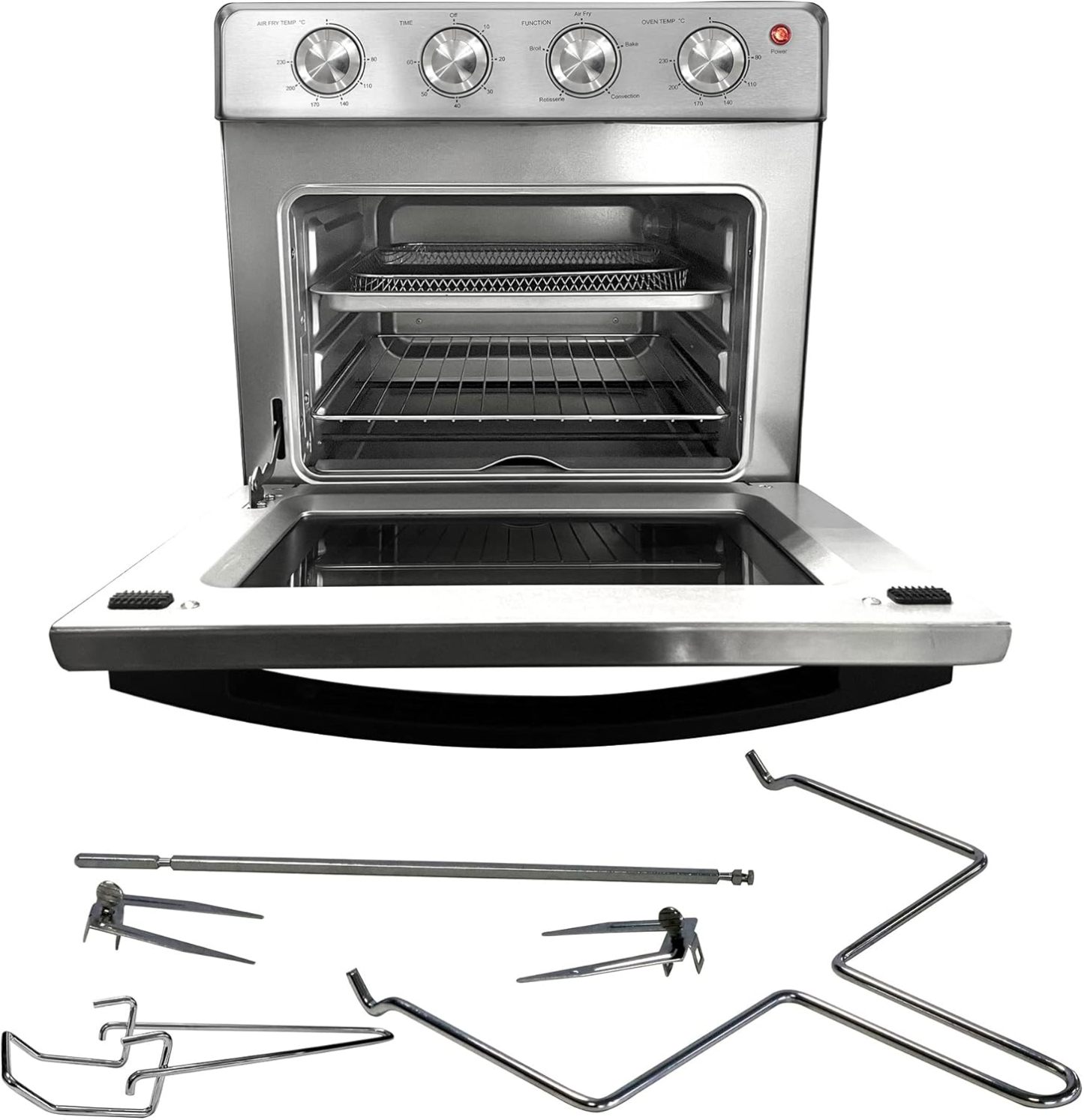 Horno Freidora de Aire Koblenz de 25 Litros, 7 en 1 Fríe sin Aceite, Asa, Gratina, Dora, Tuesta, Calienta, Rostiza, 7 accesorios, 1400 W, Control con Perilla, acero inoxidable (HFKM-1400 IN)