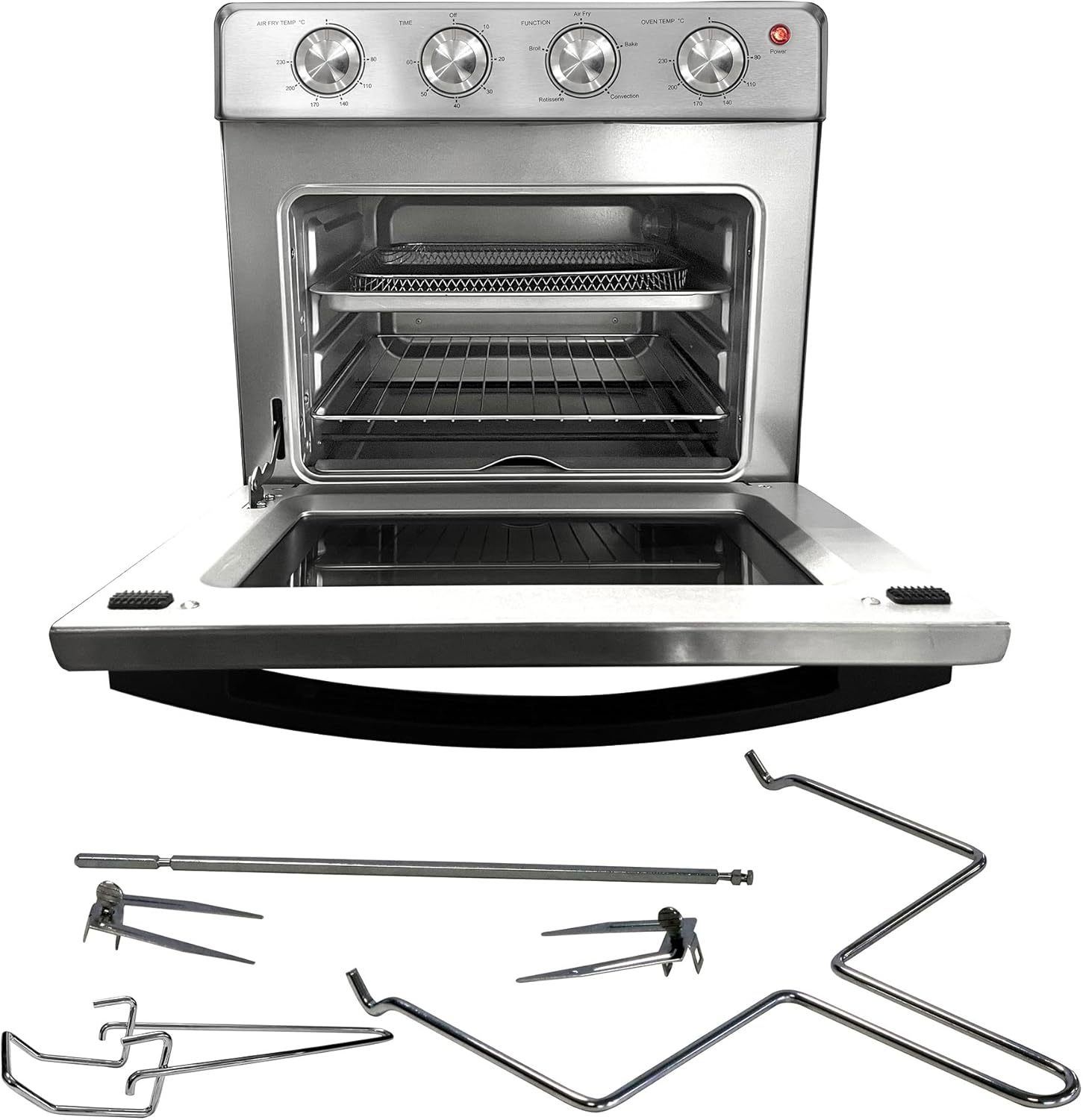 Horno Freidora de Aire Koblenz de 25 Litros, 7 en 1 Fríe sin Aceite, Asa, Gratina, Dora, Tuesta, Calienta, Rostiza, 7 accesorios, 1400 W, Control con Perilla, acero inoxidable (HFKM-1400 IN)