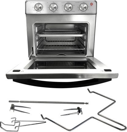 Horno Freidora de Aire Koblenz de 25 Litros, 7 en 1 Fríe sin Aceite, Asa, Gratina, Dora, Tuesta, Calienta, Rostiza, 7 accesorios, 1400 W, Control con Perilla, acero inoxidable (HFKM-1400 IN)