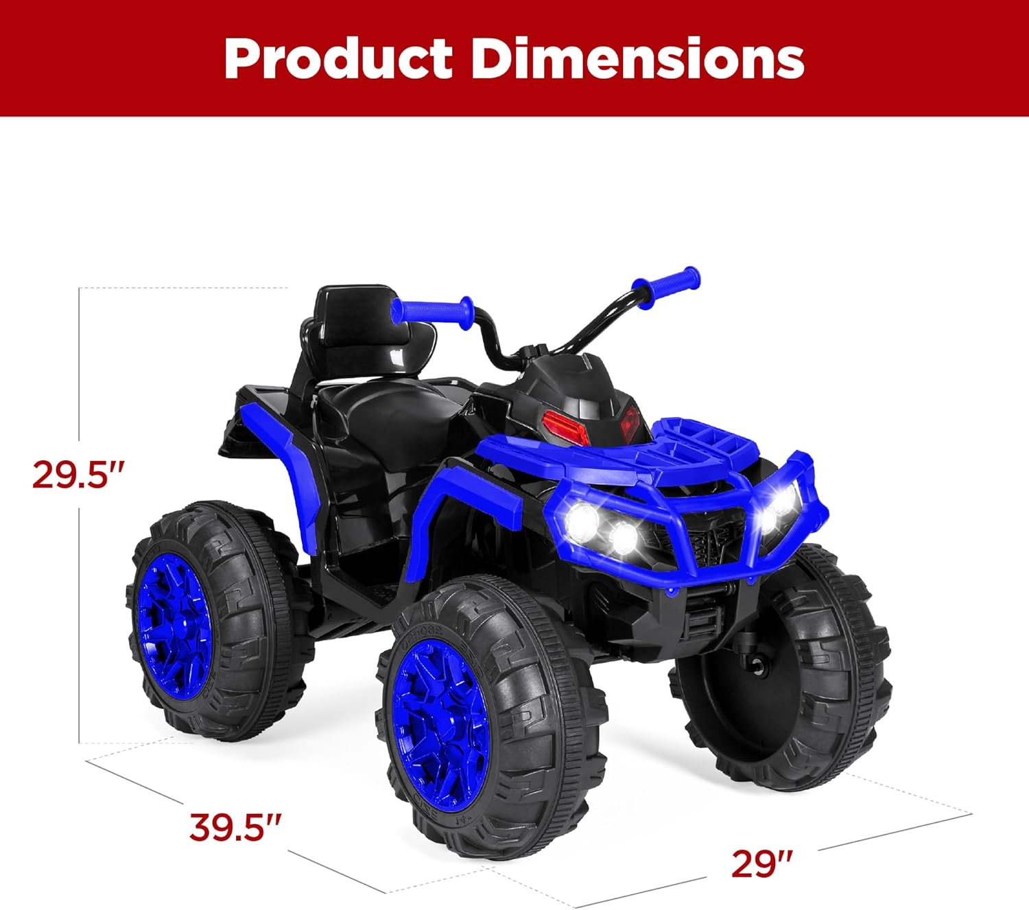 Best Choice Products 12V ATV eléctrico para niños de 4 ruedas con audio Bluetooth, velocidad máxima de 3.7 mph, neumáticos con banda de rodadura, faros LED, radio, color negro