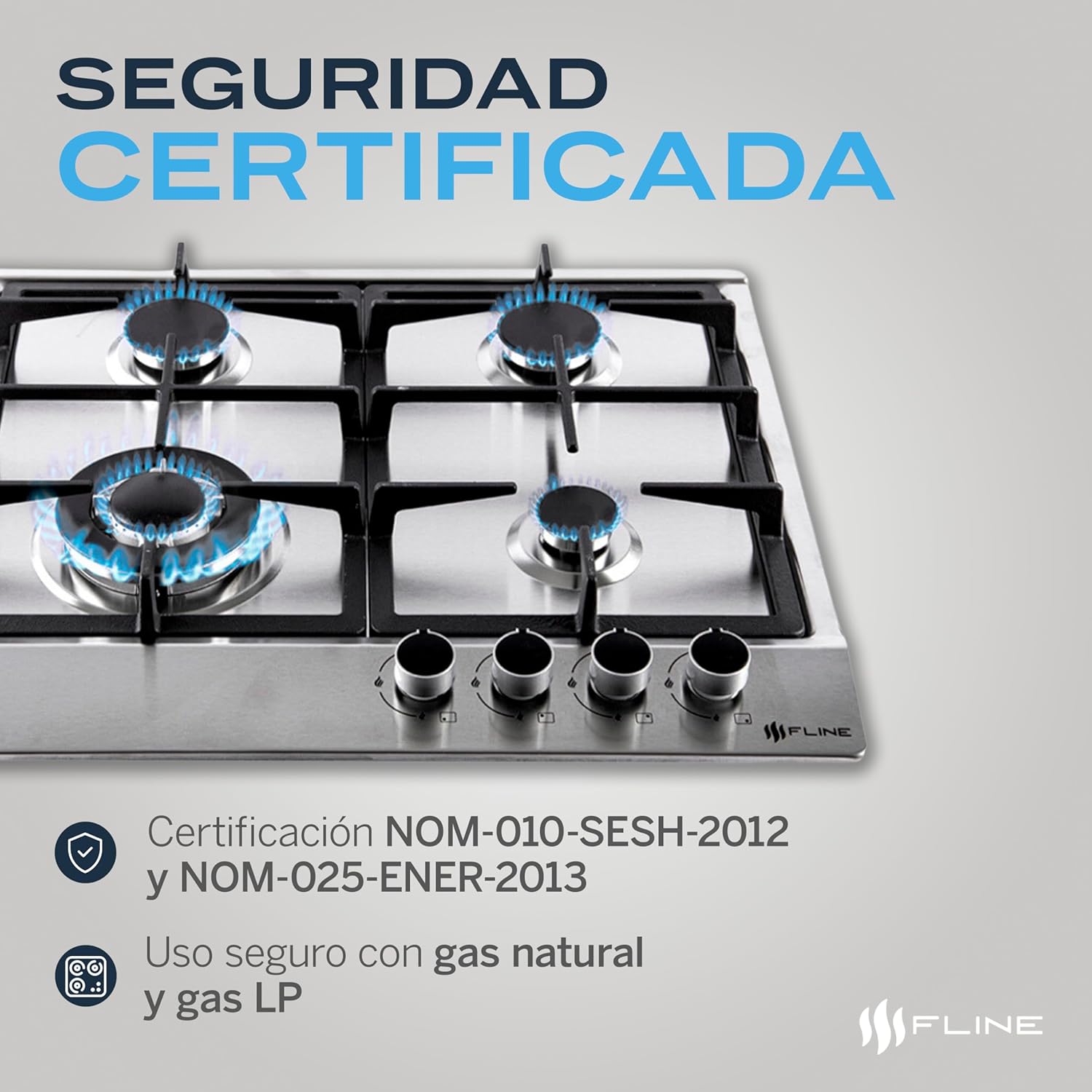 Parrilla De Gas Empotrable 4 Quemadores | Acero Inoxidable | Gas LP Y Gas Natural | Encendido Electrónico | Estufa De Mesa | Parrilla De Inducción | Fácil Limpieza