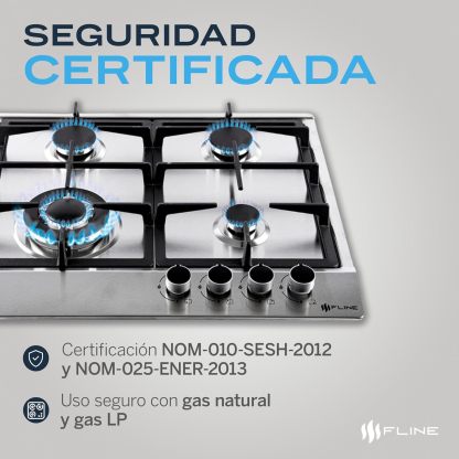 Parrilla De Gas Empotrable 4 Quemadores | Acero Inoxidable | Gas LP Y Gas Natural | Encendido Electrónico | Estufa De Mesa | Parrilla De Inducción | Fácil Limpieza
