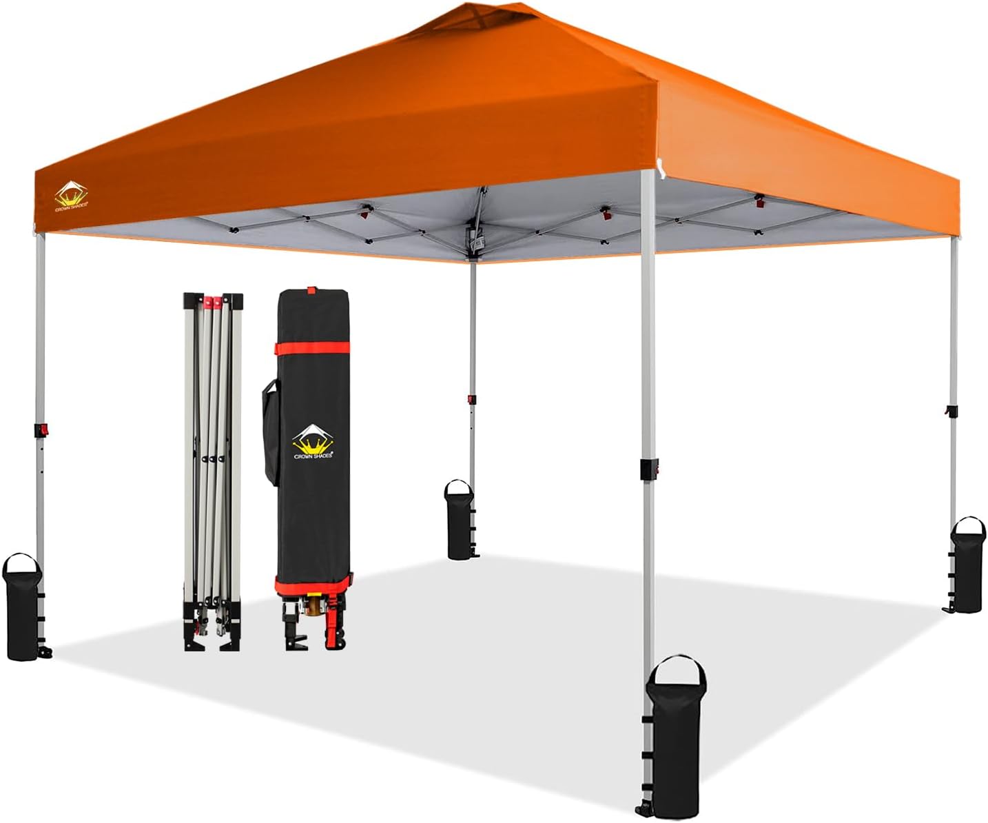 CROWN SHADES - Toldo desplegable para la Playa, fácil de armar, para el Aire Libre, Eventos, Fiestas, Campamento, Cubierta STO-N-Go, Parte Superior recubierta de Plata, 10 x 10 Pulgadas, Blanco