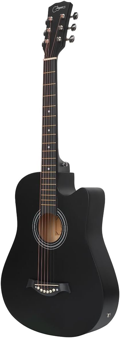 Jidyous electricacústica 38 inch Acústica Clasica guitarras Funda Y Accesorios, con correa, afinador, un paquete de cuerdas adicionales, capo, paño de limpieza, 3 púas, bolsa de concierto (Natural)