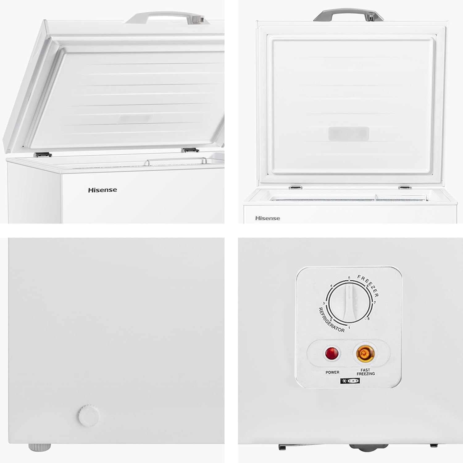 Hisense FC50D6AWX Congelador, 5 pies cúbicos, Temperatura ajustable, Fast Freeze, Cerradura de seguridad, 62x56x85cm(AnchoxLargoxAlto), Blanco