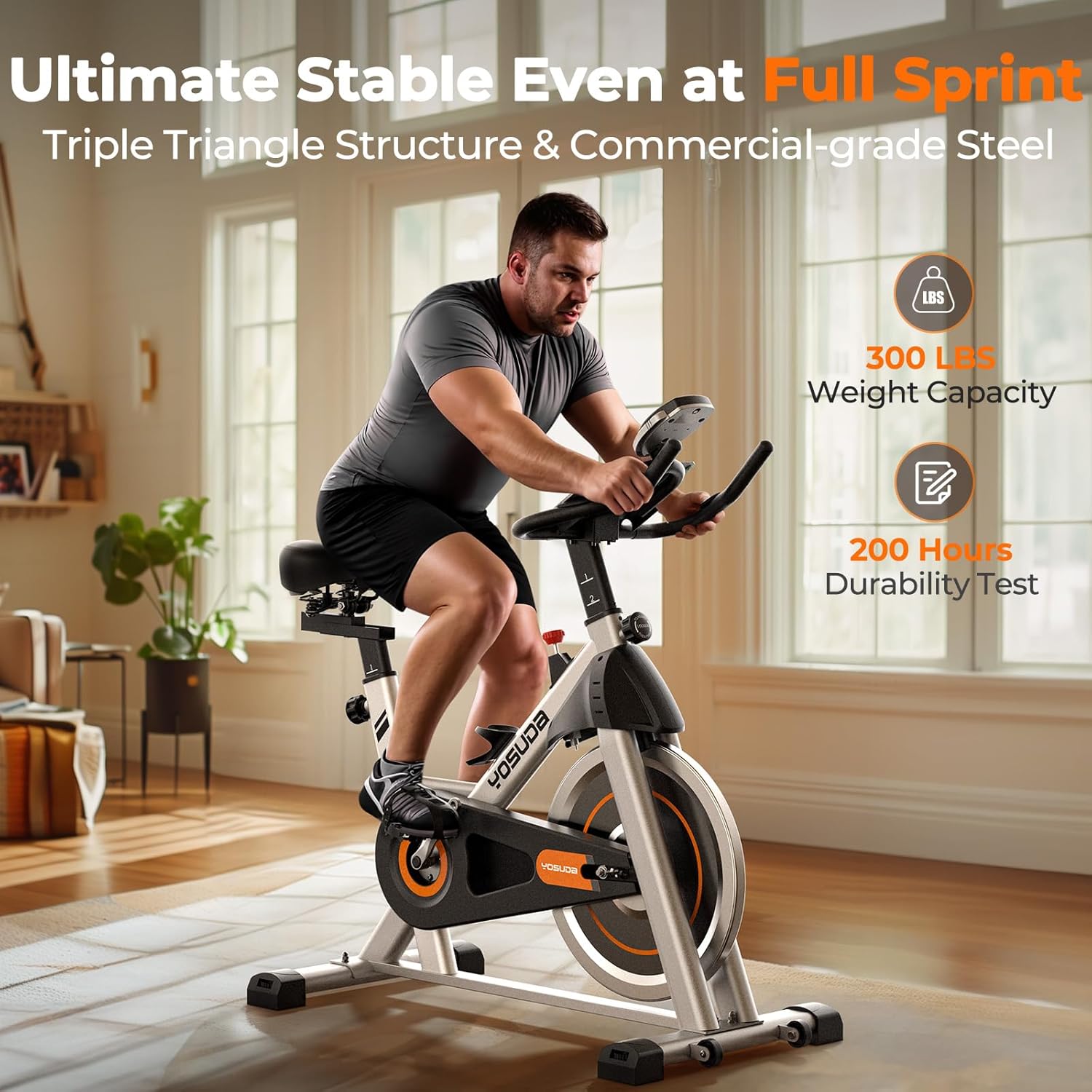 YOSUDA Bicicleta estática de ciclismo para interiores / imán, bicicleta de bicicleta con soporte para iPad y cojín de asiento cómodo