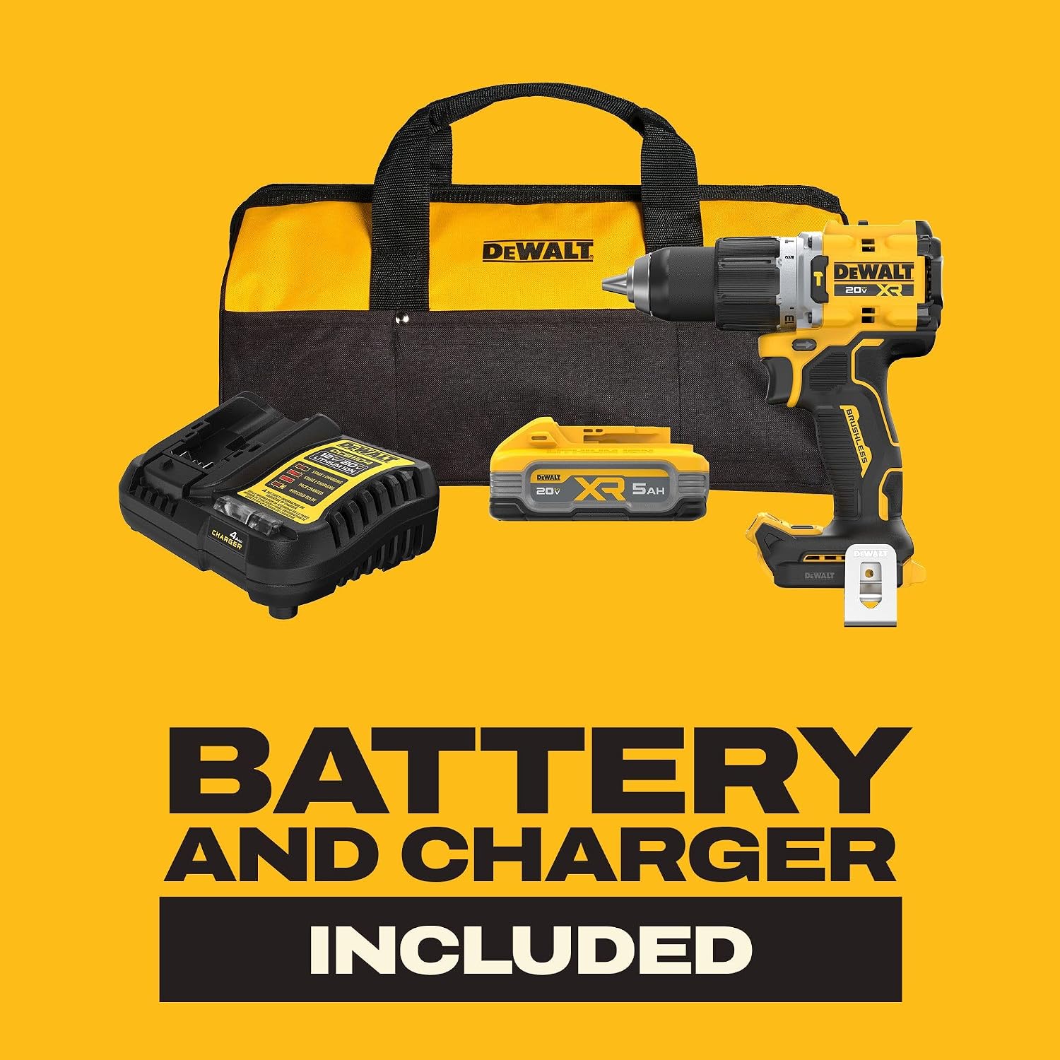 DEWALT - Taladro inalámbrico de 20 V MAX, driver de impacto, kit combinado de herramientas eléctricas de 2 herramientas, juego de herramientas eléctricas sin escobillas con 2 baterías y cargador