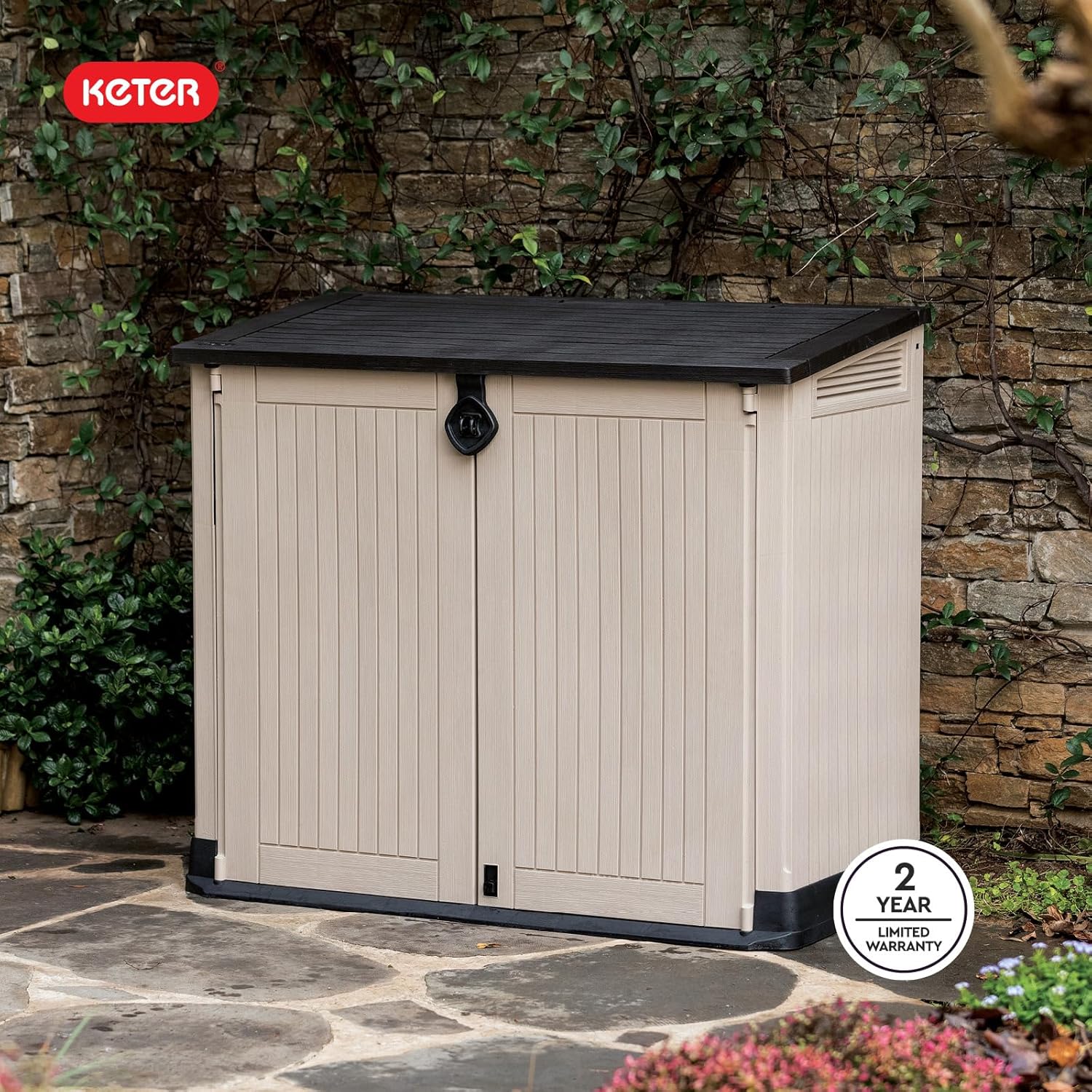 Keter Cobertizo de Almacenamiento Sio Midi, Color Grafito, 880 litros, Caja para almacenar, Exterior