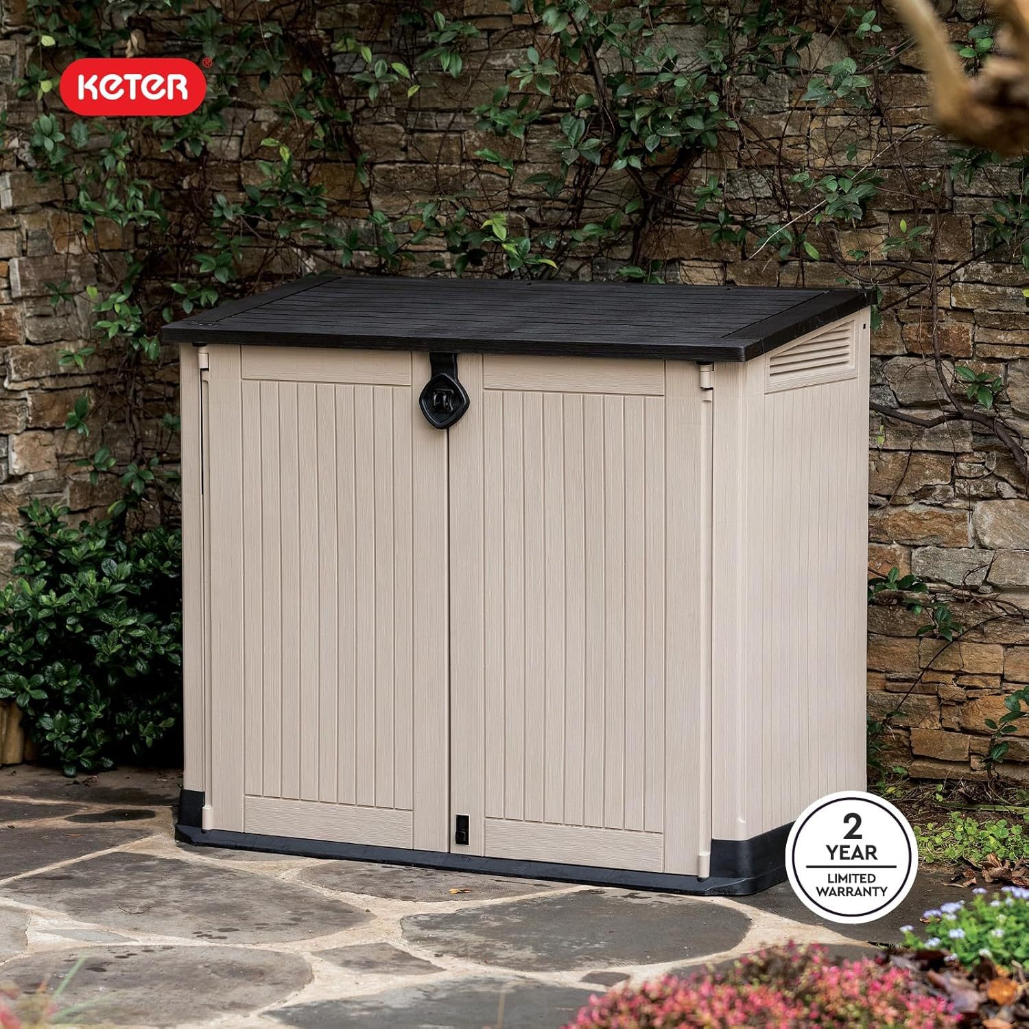 Keter Cobertizo de Almacenamiento Sio Midi, Color Grafito, 880 litros, Caja para almacenar, Exterior