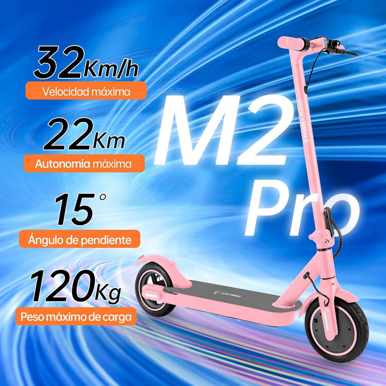 HONEYWHALE M2 Pro Scooter Eléctrico Plegable para Adultos, Motor de 500 W de Potencia Máxima, 22km con una Carga Completa, Velocidad Máxima 32km/h, Patin Eléctrico con App Control Bluetooth