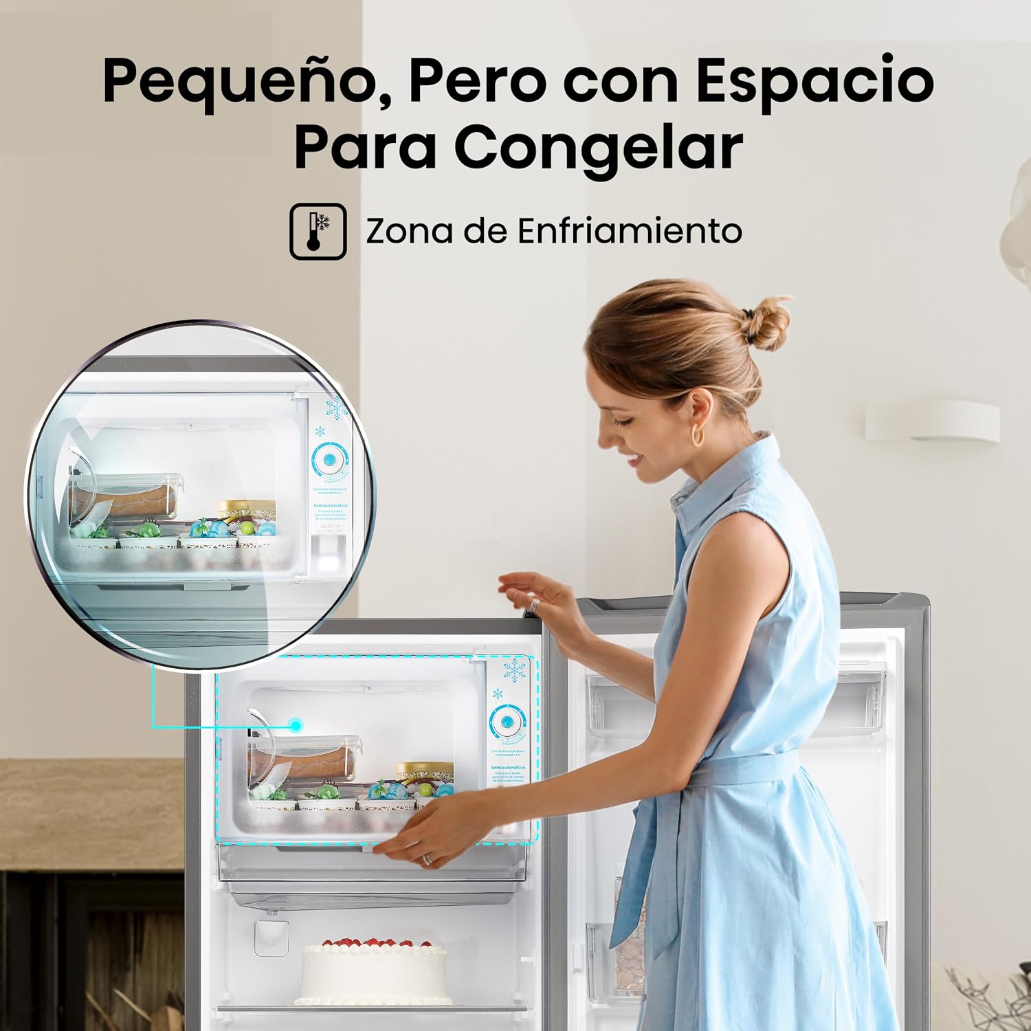 Refrigerador Hisense de 173 L con Congelador Interno, Dispensador de Agua, Iluminación LED y Deshielo Semiautomático