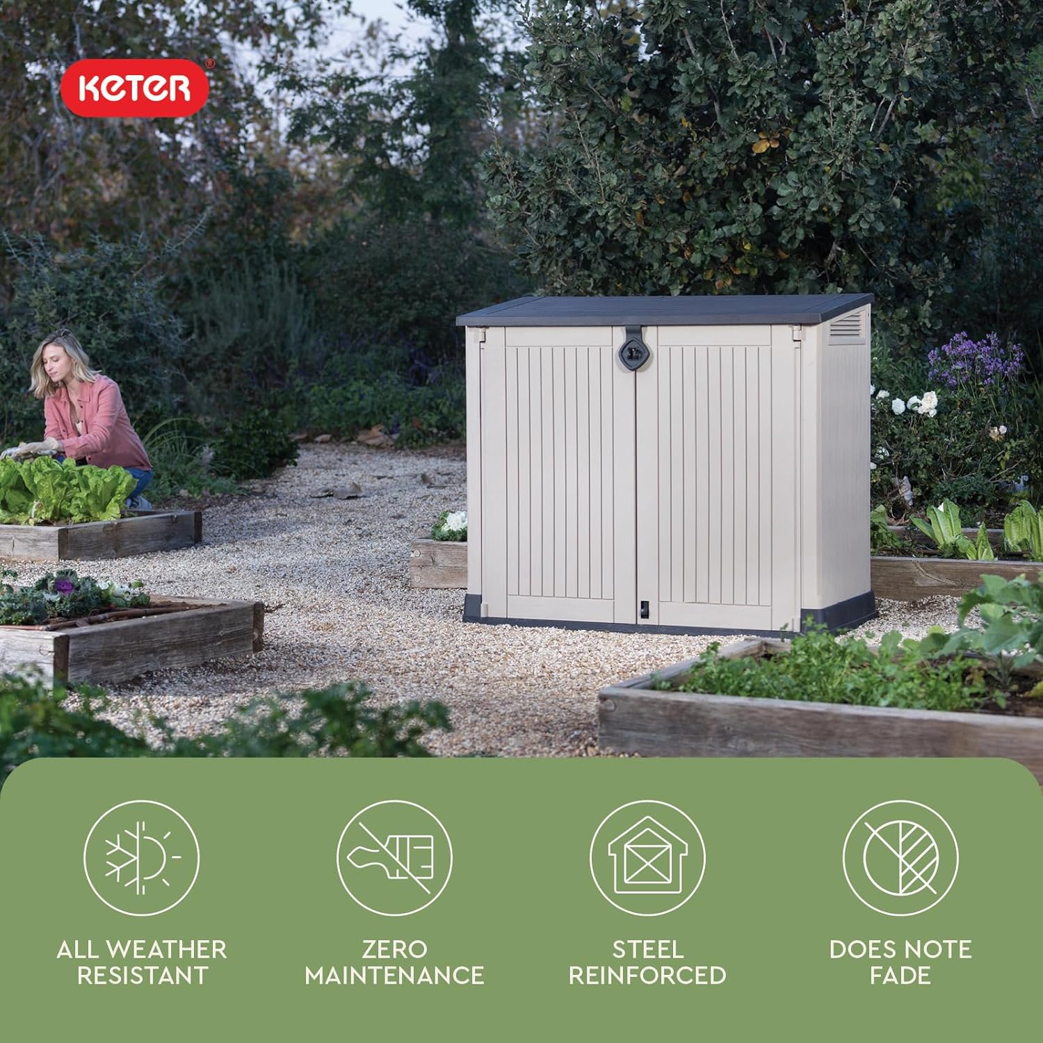 Keter Cobertizo de Almacenamiento Sio Midi, Color Grafito, 880 litros, Caja para almacenar, Exterior