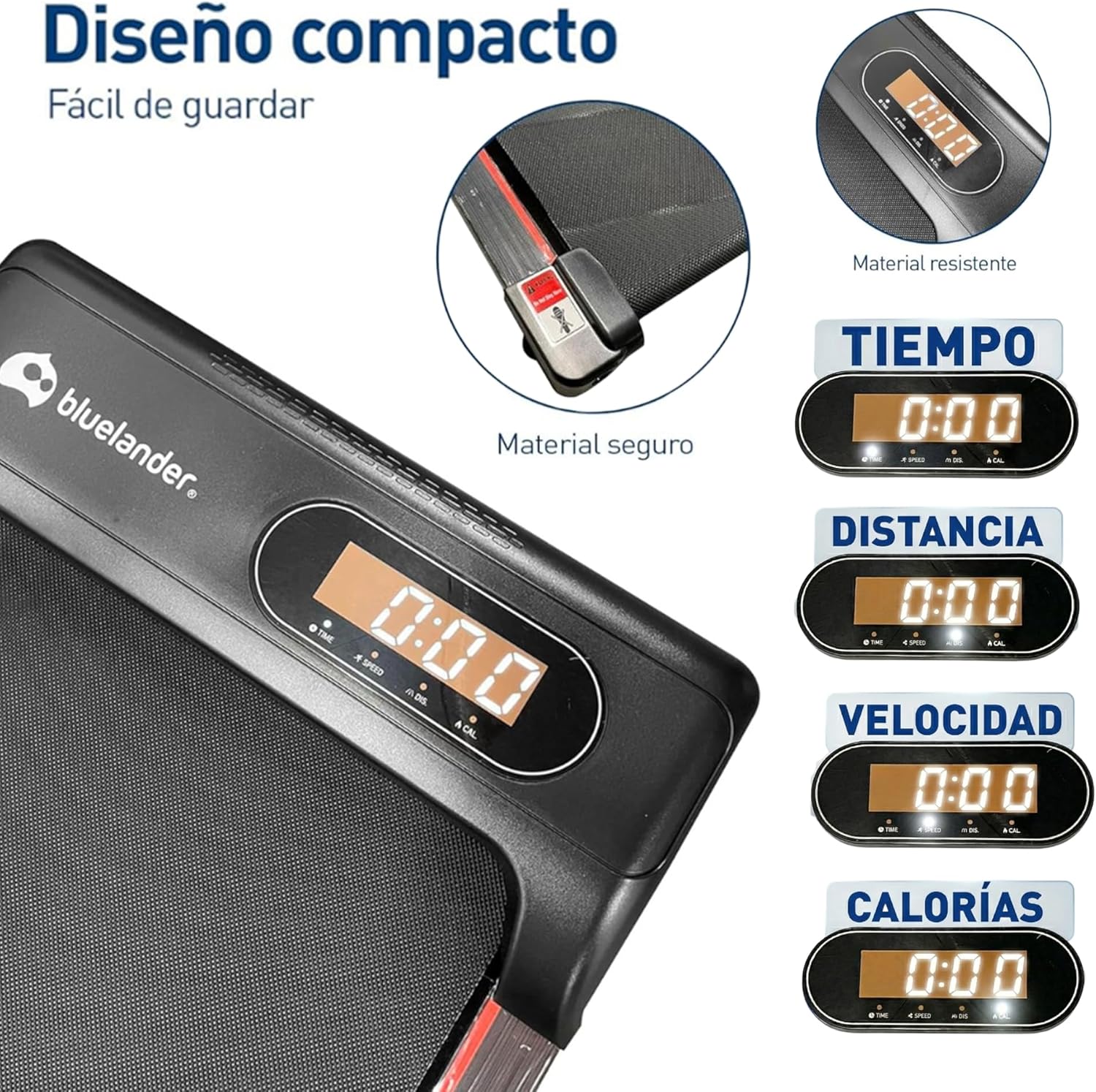 Bluelander Caminadora Electrica, Walking Pad con Asa, 100 * 48 * 120 cm, 110 V, Pantalla Digital, Caminadora Plegable, Portatil, Ideal para Oficina, Hogar, Cinta para Caminar (Walking Pad con Asa)