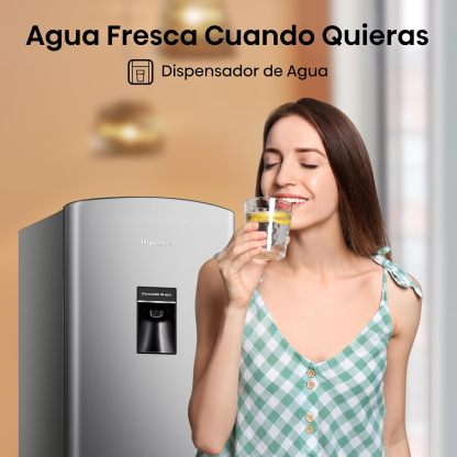 Refrigerador Hisense de 173 L con Congelador Interno, Dispensador de Agua, Iluminación LED y Deshielo Semiautomático