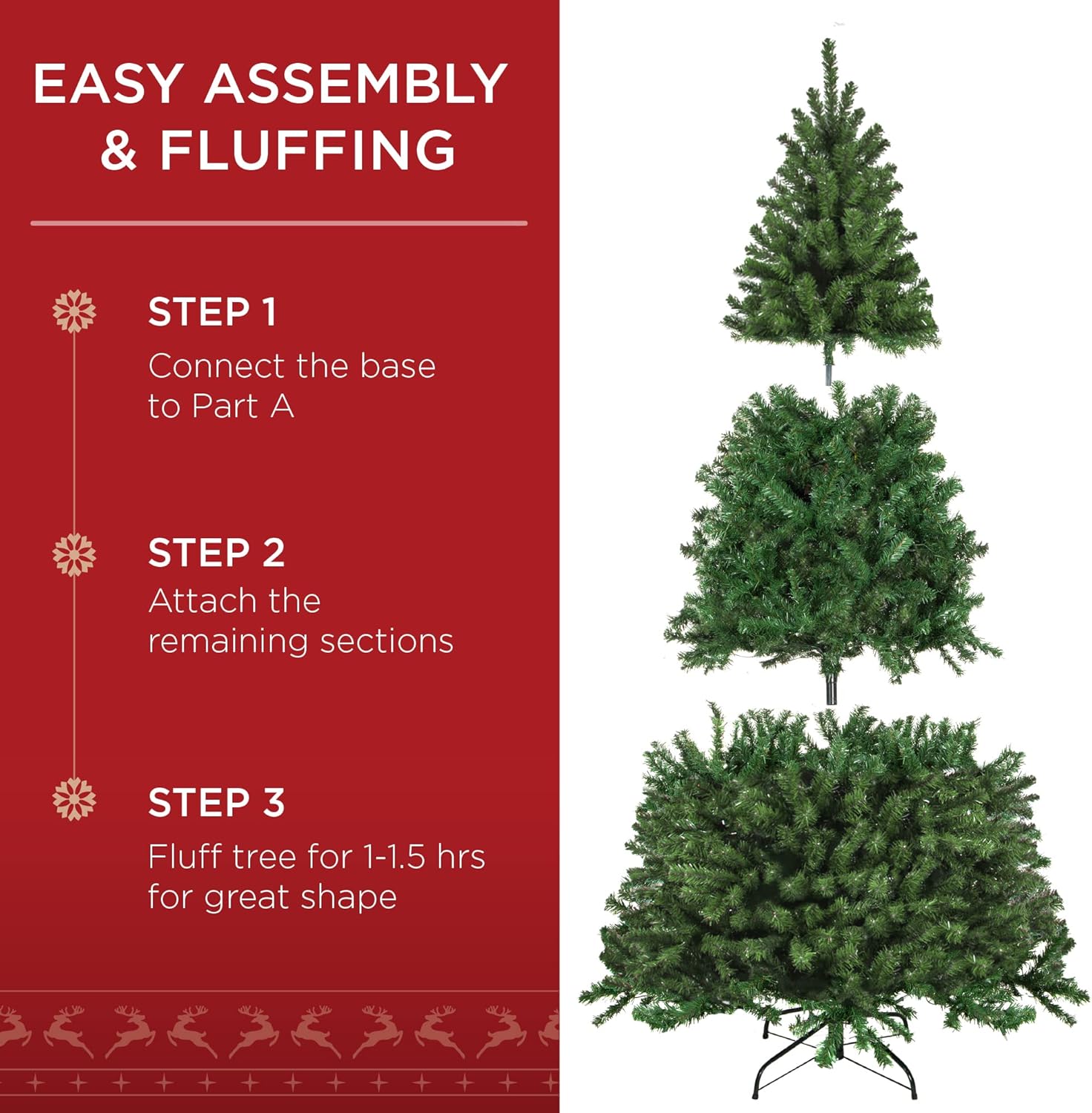 Best Choice Products - Árbol de Navidad Artificial de Abeto preiluminado de 7 pies para el hogar, Oficina, decoración de Fiesta con 550 Luces incandescentes, 1346 Puntas de Rama, fácil Montaje
