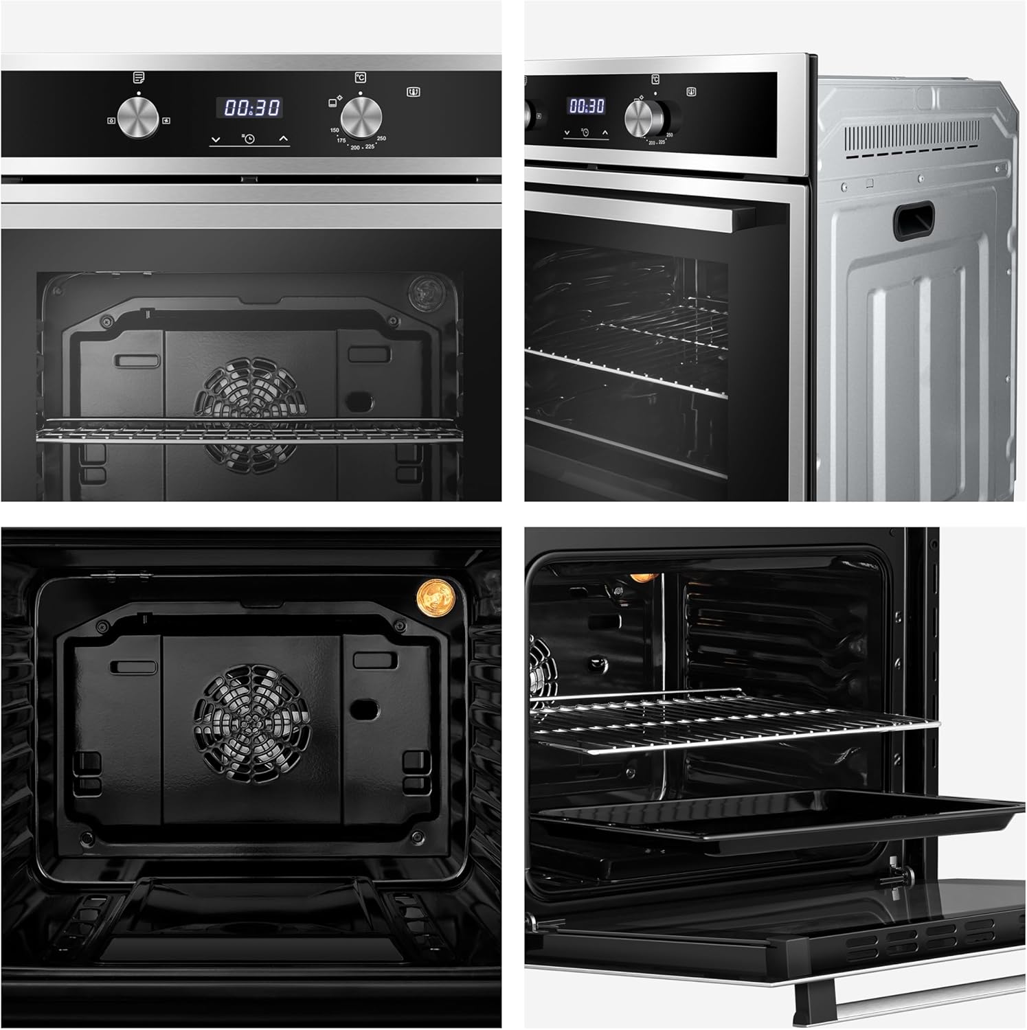 Hisense Horno de gas empotrable 67L, parrilla de gas, flujo de aire múltiple, temperatura precisa, puerta extraíble de fácil limpieza, temporizador, HGO602BS