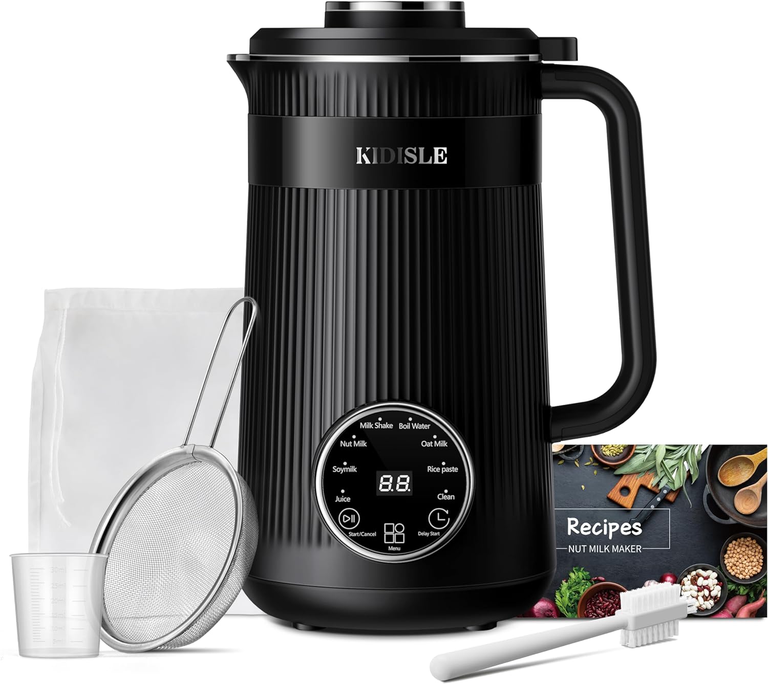 Máquina automática de soja de 32 onzas para almendras caseras, avena, coco, soja, leches a base de plantas y bebidas no lácteas con retraso de arranque/mantener el calor,