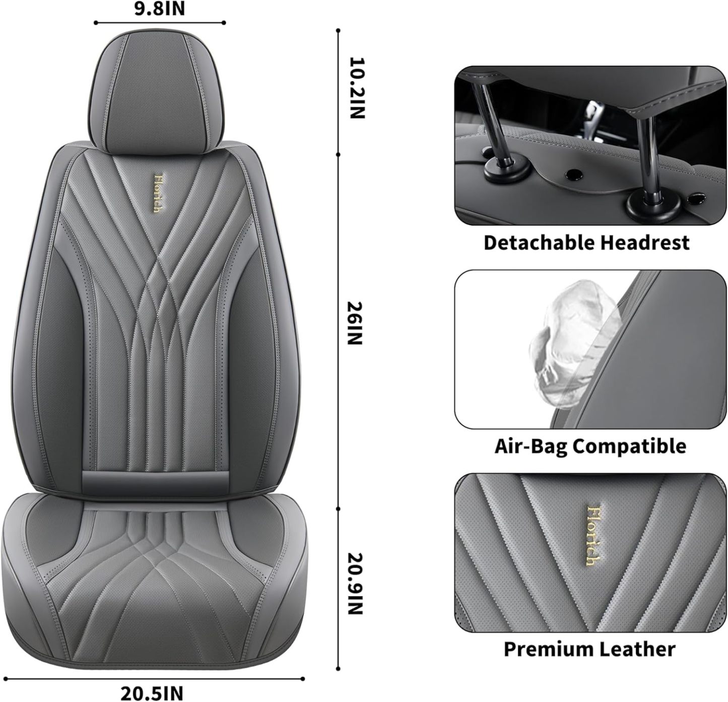 FLORICH - Juego completo de fundas de asiento de piel, fundas universales para 5 asientos, protector de asiento de coche, cojín de piel para asiento de coche, fundas de asiento de automóvil marrones,