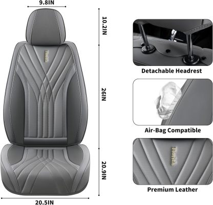 FLORICH - Juego completo de fundas de asiento de piel, fundas universales para 5 asientos, protector de asiento de coche, cojín de piel para asiento de coche, fundas de asiento de automóvil marrones,