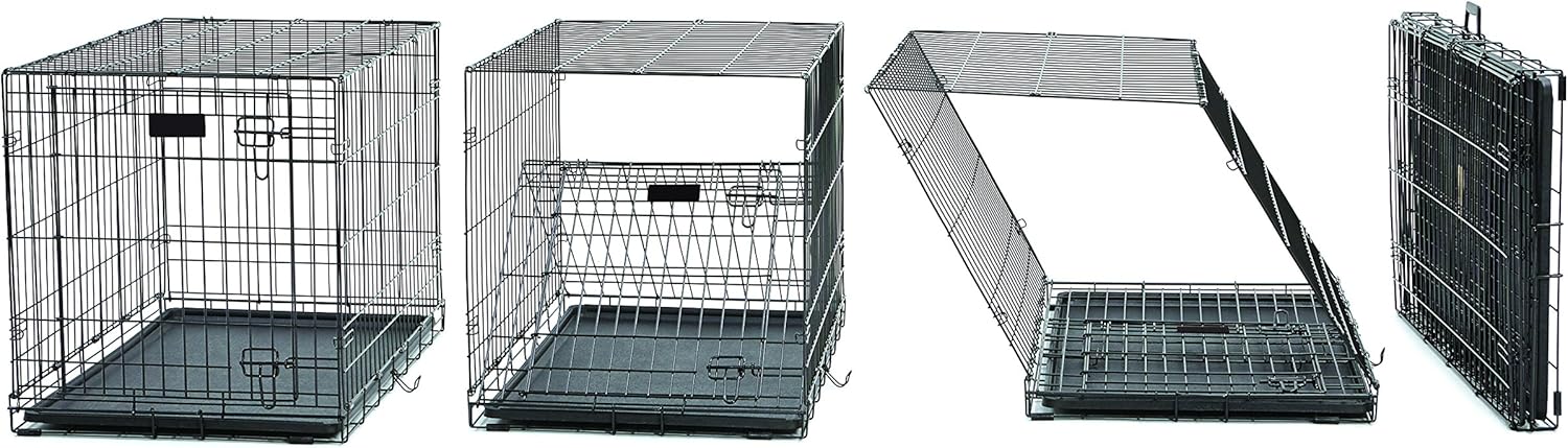 MidWest Homes for Pets - Jaula para perros XL | Jaula para perros MidWest iCrate de metal plegable con doble puerta con panel divisor, protege los pies y bandeja para perros a prueba de fugas | 48 pulgadas de largo x 30 de ancho x 33 pulgadas de alto, raz