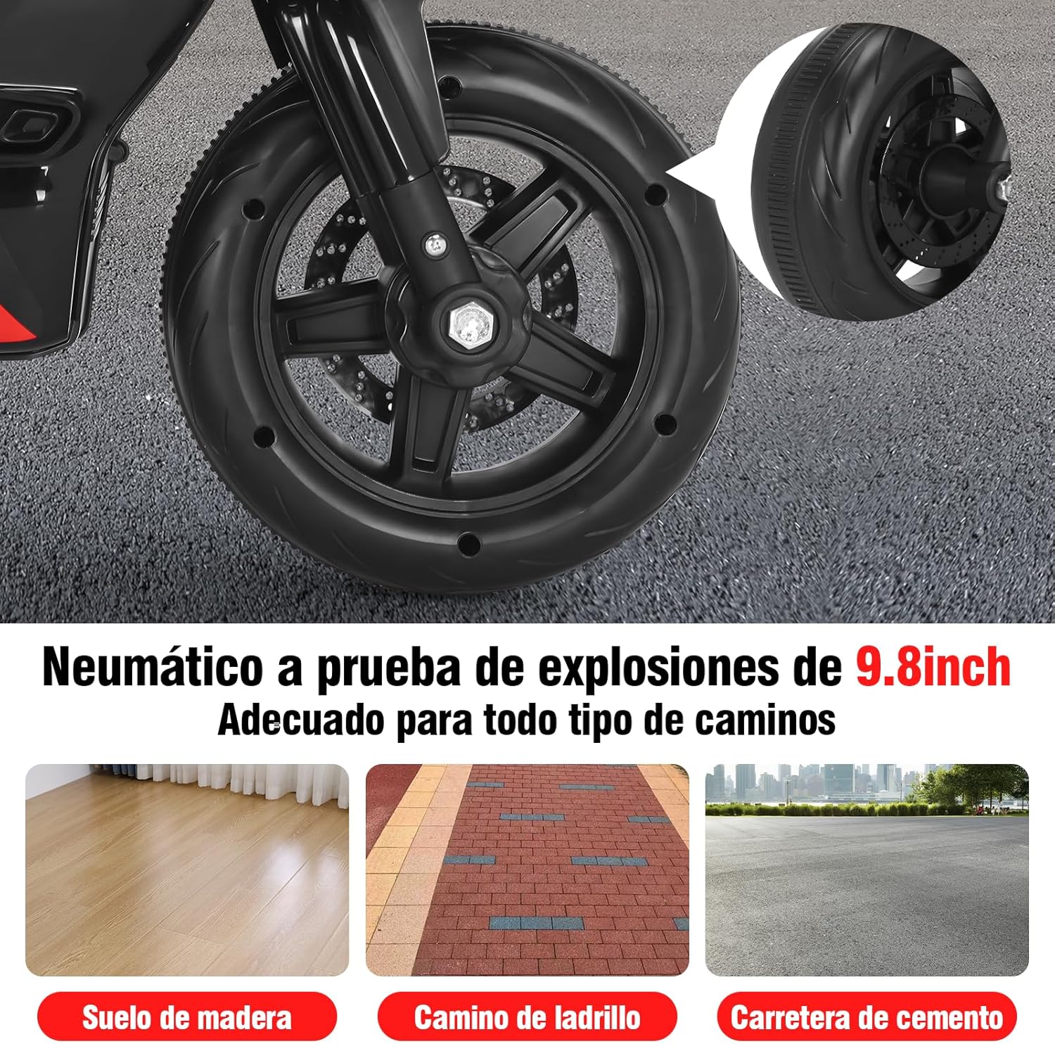 HONEYWHALE 6688 Moto Electrica Infantil Niño, Carro Electrico Niño Montable con Luz Led y Musica, Triciclo con Modo de Retroceso, Velocidad Máxima 4KM/H, Autonomía de 45 Minutos