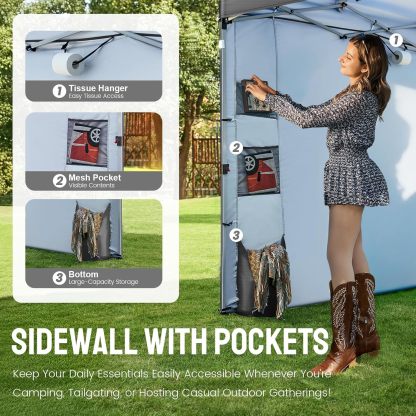 Crown Shades Tienda de campaña con toldo, 3 x 3 m, portátil, refugio para exteriores con pared lateral de bolsillo, bloqueo central con empuje, protección ultravioleta, bolsa de transporte, azul