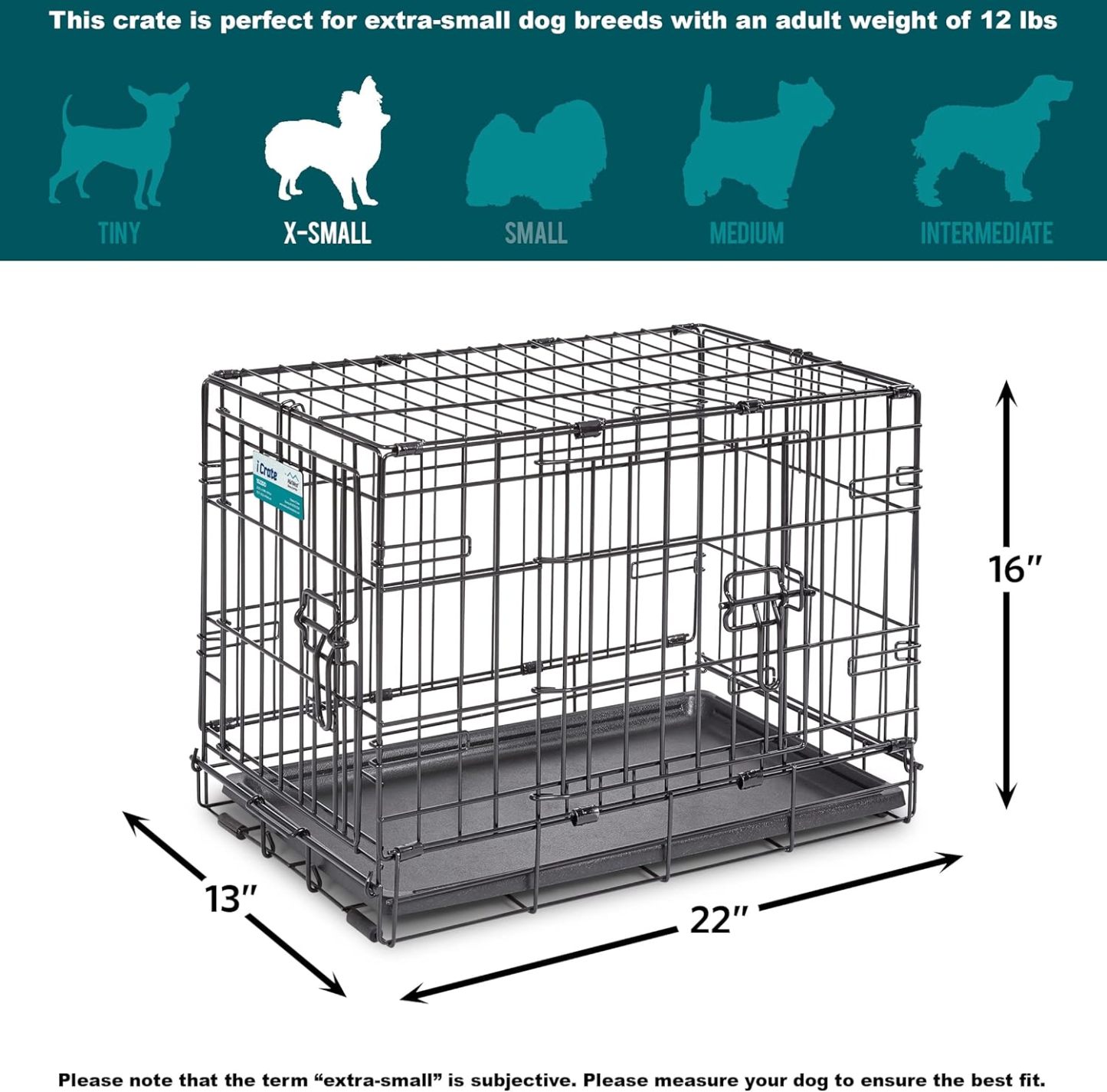 MidWest Homes for Pets - Jaula para perros XL | Jaula para perros MidWest iCrate de metal plegable con doble puerta con panel divisor, protege los pies y bandeja para perros a prueba de fugas | 48 pulgadas de largo x 30 de ancho x 33 pulgadas de alto, raz