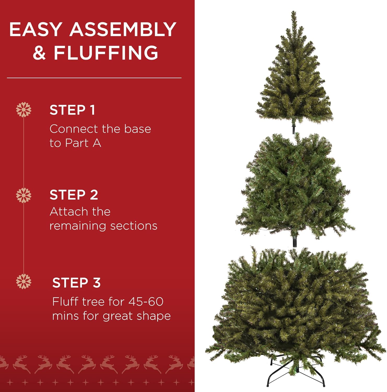 Best Choice Products - Árbol de Navidad Artificial de Abeto preiluminado de 7 pies para el hogar, Oficina, decoración de Fiesta con 550 Luces incandescentes, 1346 Puntas de Rama, fácil Montaje