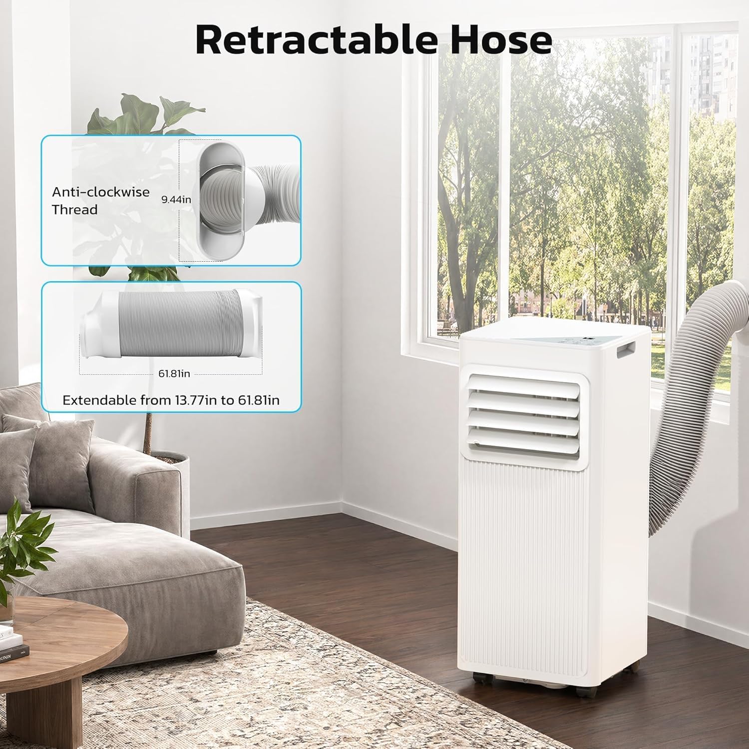 ❄️ Aire Acondicionado Portátil 8000/10000 BTU | Climatizador Portátil para 350–450 ft² | Control Remoto | Pantalla LED | 4 Modos | Temporizador 24H | Fácil Instalación | Hogar y Oficina 💨