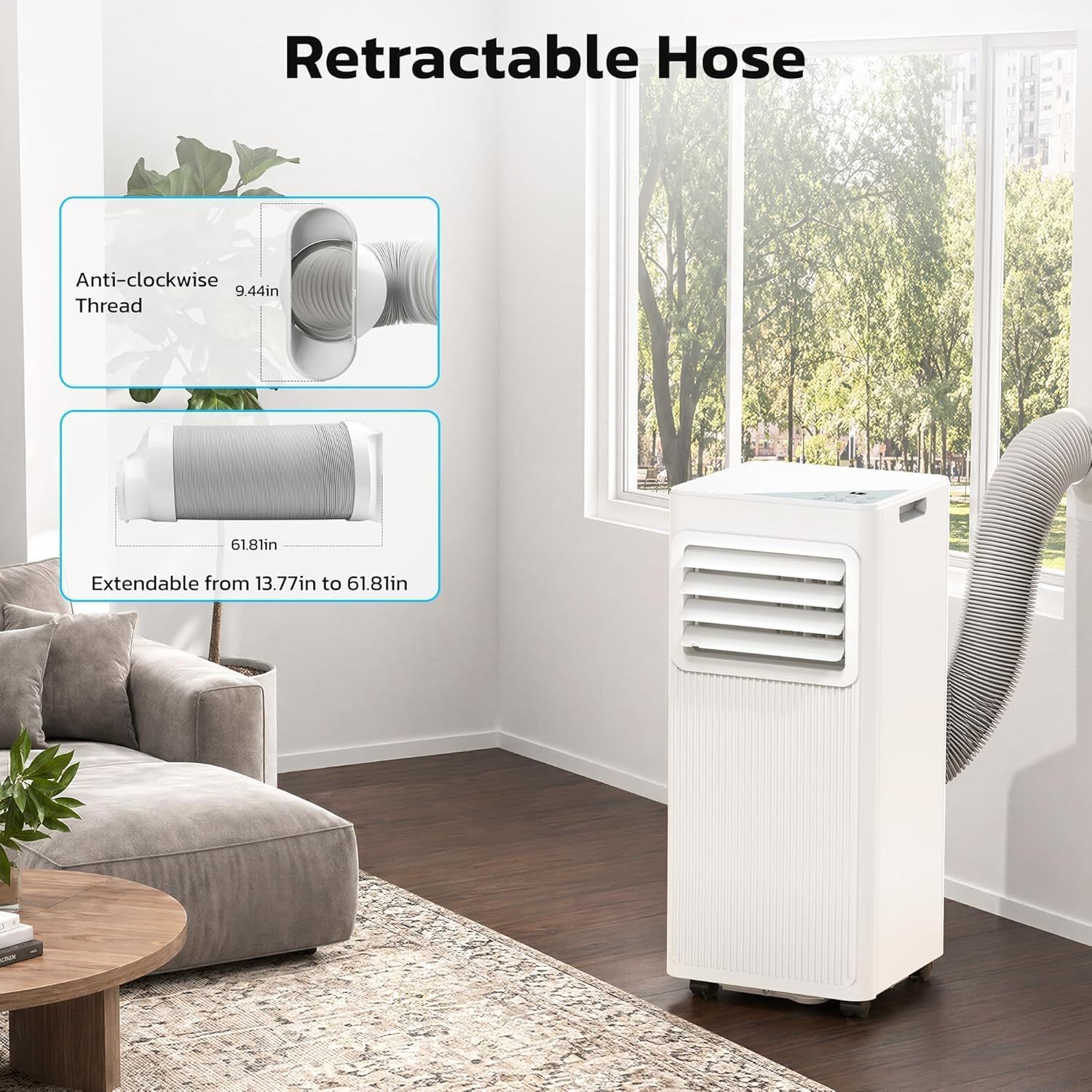 ❄️ Aire Acondicionado Portátil 8000/10000 BTU | Climatizador Portátil para 350–450 ft² | Control Remoto | Pantalla LED | 4 Modos | Temporizador 24H | Fácil Instalación | Hogar y Oficina 💨