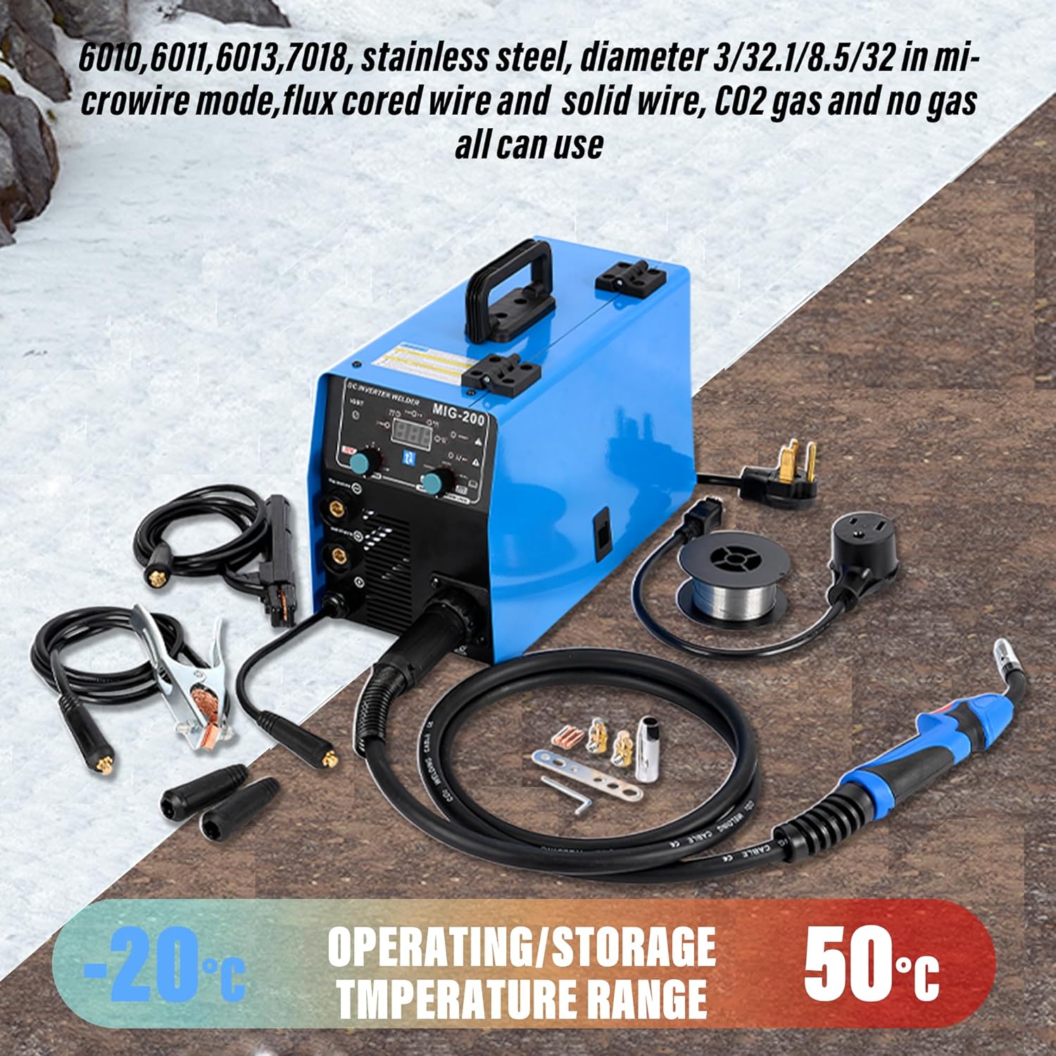 S7 Soldador MIG de 200 amperios, 110 V y 220 V 3 en 1 MIG & ARC & Lift TIG inversor gas/sin gas multiproceso de doble voltaje. máquina de soldadura