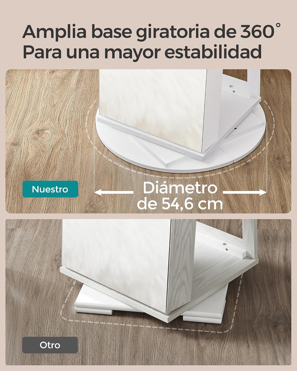 ✨ Espejo de Cuerpo Entero con Armario Joyero Giratorio 360° | Luz LED de 3 Colores | Organizador con Cerradura | Almacenamiento Multifuncional para Dormitorio 💎
