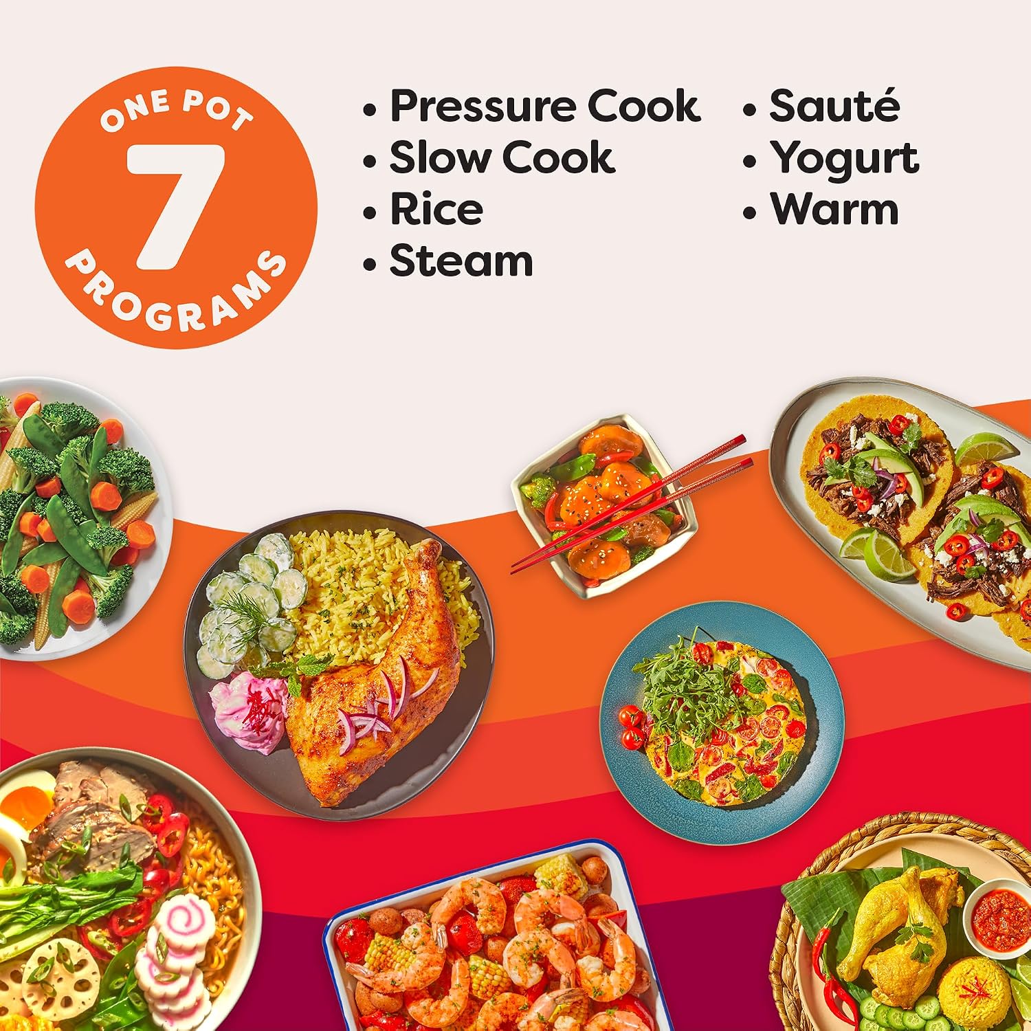 Instant Pot Duo Olla de Presión Eléctrica 7 en 1, 1200W, 14 Programas Inteligentes, 5.7 L y 7.6 L