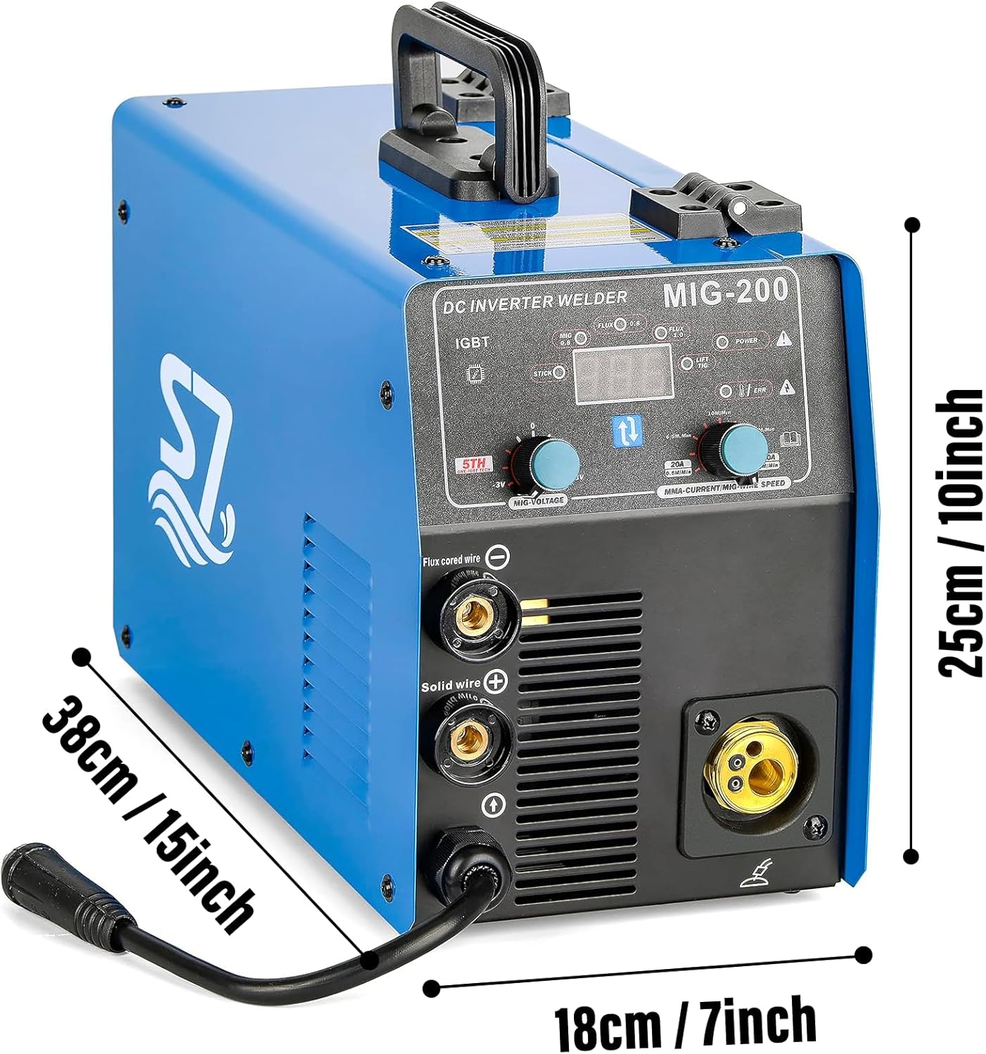 S7 Soldador MIG de 200 amperios, 110 V y 220 V 3 en 1 MIG & ARC & Lift TIG inversor gas/sin gas multiproceso de doble voltaje. máquina de soldadura