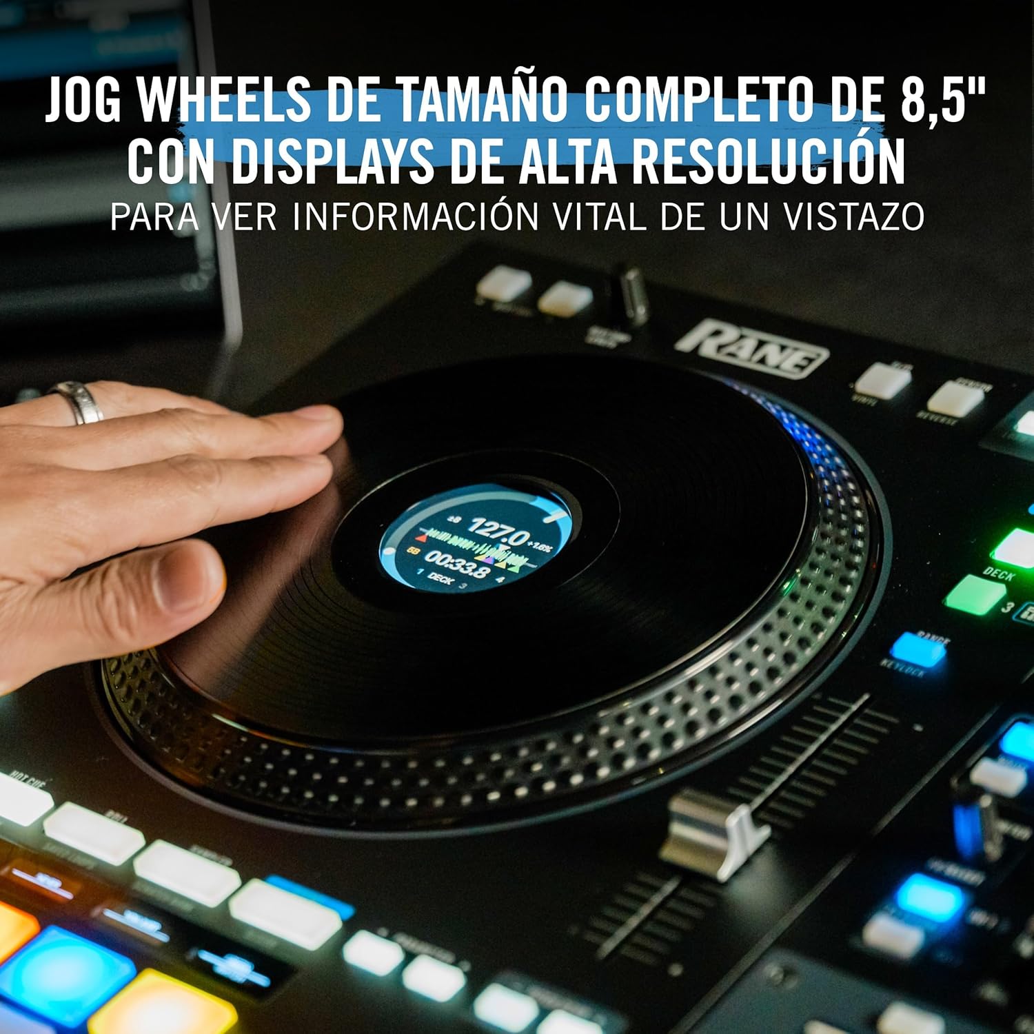 Rane FOUR Controlador DJ Stems Avanzado, 4 Canales - Jog Wheels de 8.5" + Displays, Mezclador DJ con FX Internos, Serato DJ Pro + Pitch 'n Time DJ