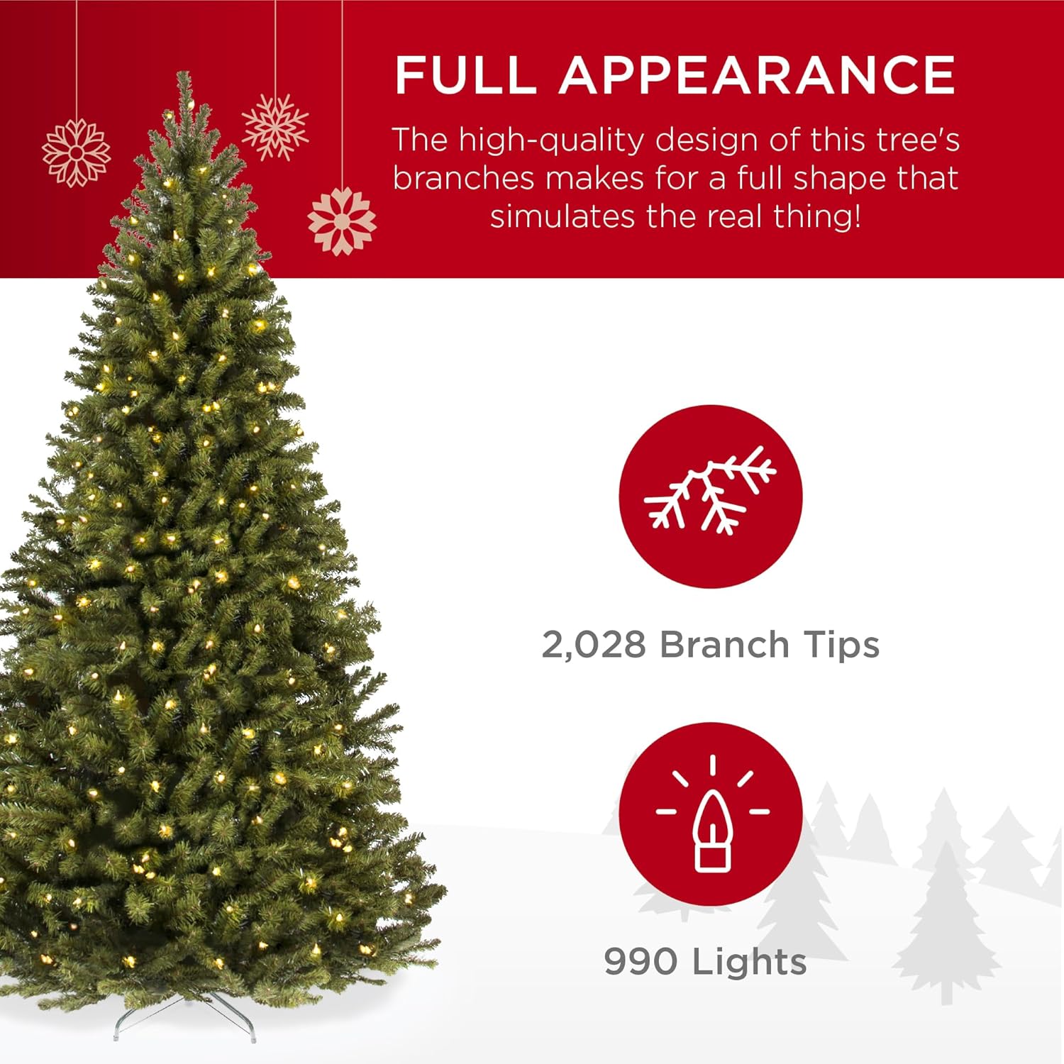 Best Choice Products - Árbol de Navidad Artificial de Abeto preiluminado de 7 pies para el hogar, Oficina, decoración de Fiesta con 550 Luces incandescentes, 1346 Puntas de Rama, fácil Montaje