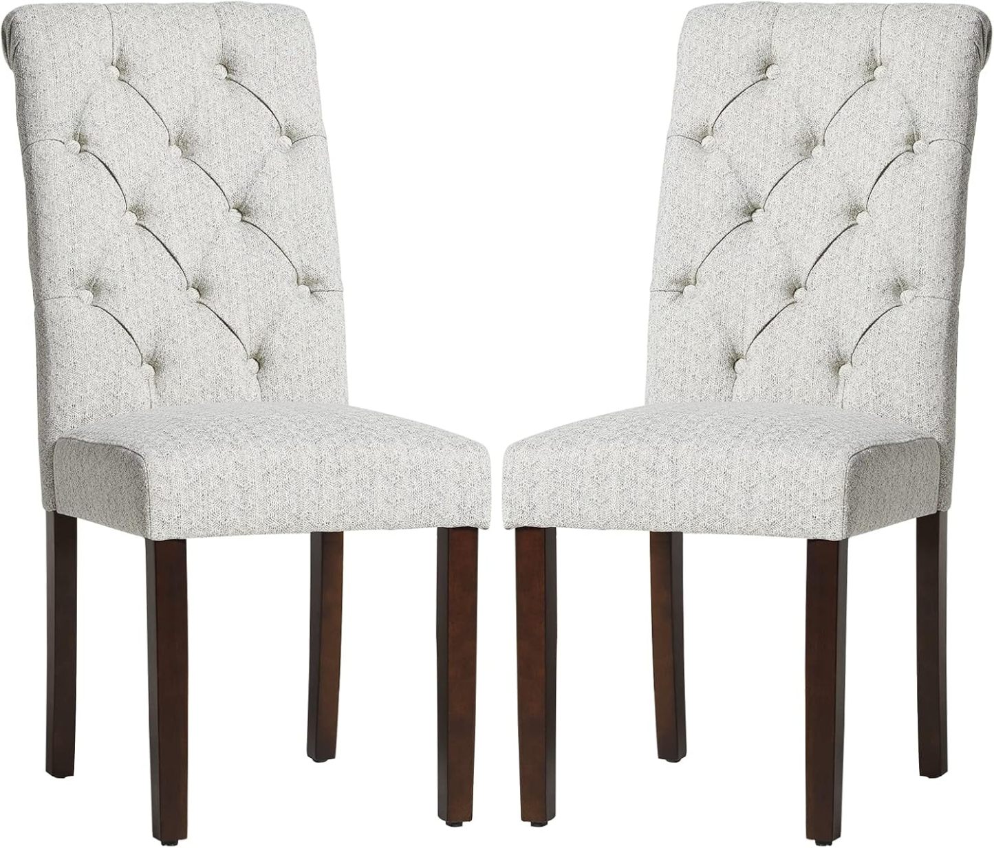 COLAMY - Juego de 6 sillas de Comedor con Botones y tapizadas, con Patas de Madera Maciza y Asiento Acolchado para Comedor, Cocina, Color Gris