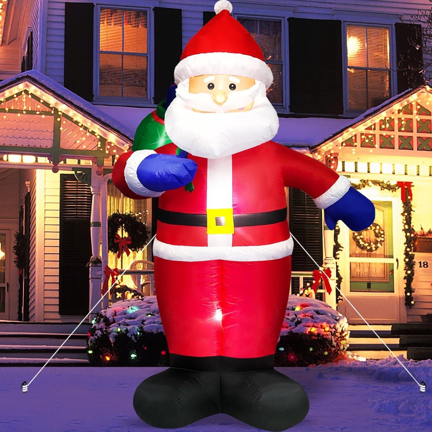 Danxilu 1.83M Arbol de Navidad Inflable con Papá Noel Perro Decoraciones al Aire Libre, Inflables Navidad Arbol Santa Claus para el Patio Inflables Navideños Decoración Iluminada con Leds