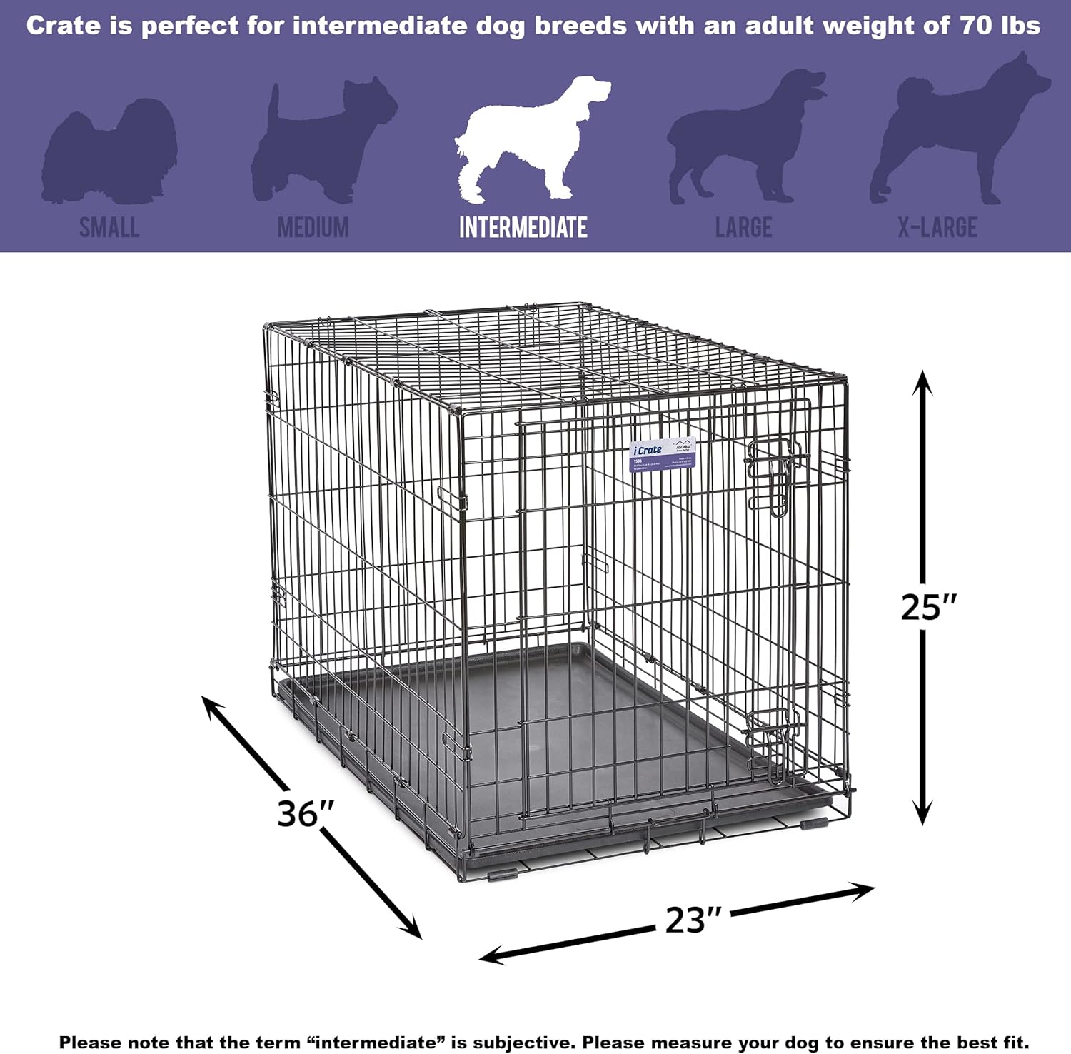 MidWest Homes for Pets - Jaula para perros XL | Jaula para perros MidWest iCrate de metal plegable con doble puerta con panel divisor, protege los pies y bandeja para perros a prueba de fugas | 48 pulgadas de largo x 30 de ancho x 33 pulgadas de alto, raz