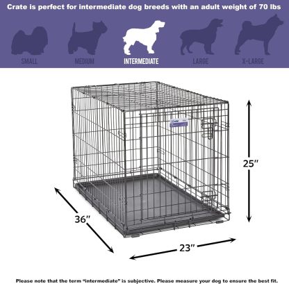 MidWest Homes for Pets - Jaula para perros XL | Jaula para perros MidWest iCrate de metal plegable con doble puerta con panel divisor, protege los pies y bandeja para perros a prueba de fugas | 48 pulgadas de largo x 30 de ancho x 33 pulgadas de alto, raz