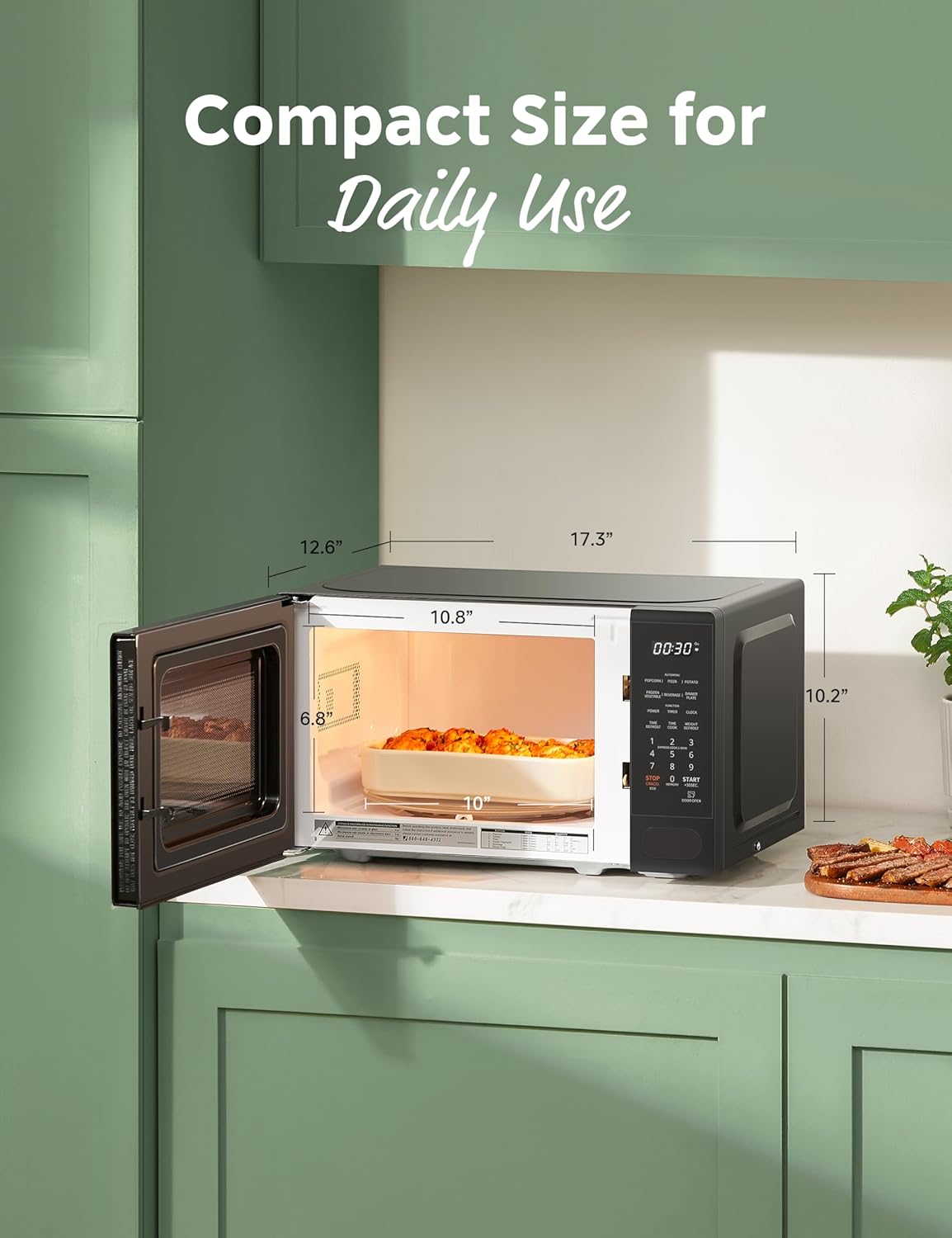 COMFEE CMO-C20M1WB - Horno de microondas para encimera, microondas pequeño de 0.7 pies cúbicos con 11 niveles de potencia, función de restablecimiento de la placa giratoria, cocción rápida,