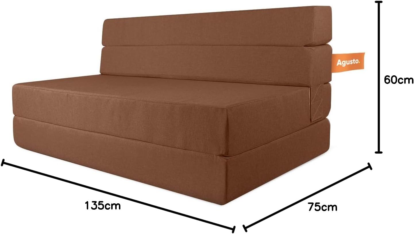 AGUSTO Sofá Cama Matrimonial Multifunción Colchon Plegable Futon Chaise Sillon Puff (Gris Oxford)