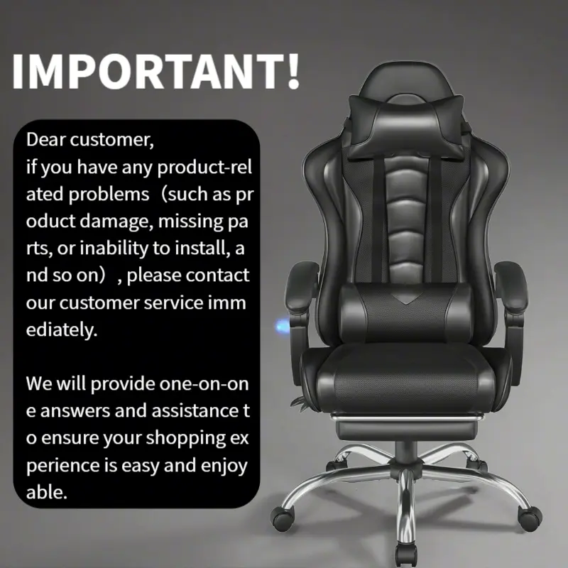 Silla Gamer Ergonómica con Soporte Lumbar de Masaje, Reposapiés Retráctil y Reposacabezas – Silla de Oficina Reclinable de Cuero PU, Silla de Escritorio Giratoria con Ruedas para Gamers de Gran Estatura
