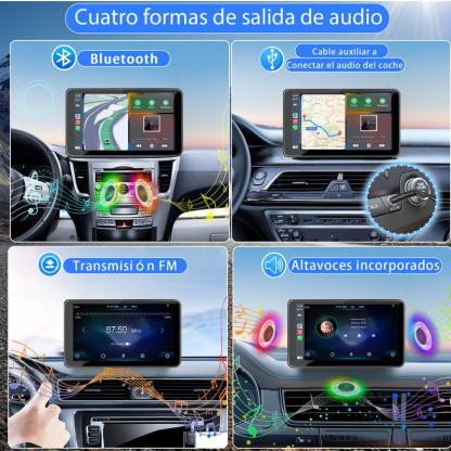【Hieha】Regalo de Año Nuevo: 2026 La pantalla portátil más nueva de Carplay para automóvil, pantalla táctil IPS de 7 pulgadas, Compatible con CarPlay y Android Auto, Cámara de Respaldo, estéreo para automóvil, soporte para GPS, Bluetooth, FM, WiFi