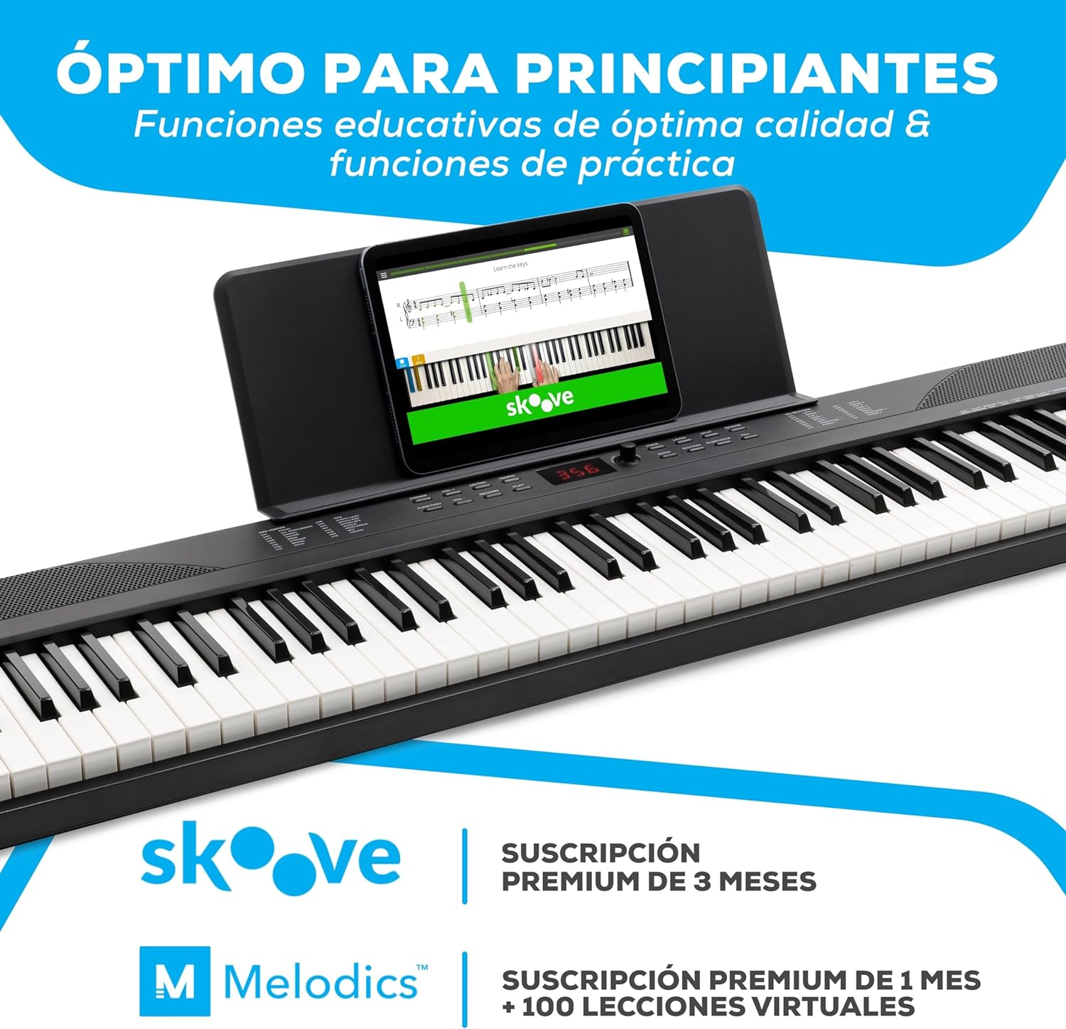 Alesis Melody 61 - Piano eléctrico con 61 teclas, Teclado Musical con altavoces, audífonos, micrófono, soporte para piano, atril y taburete