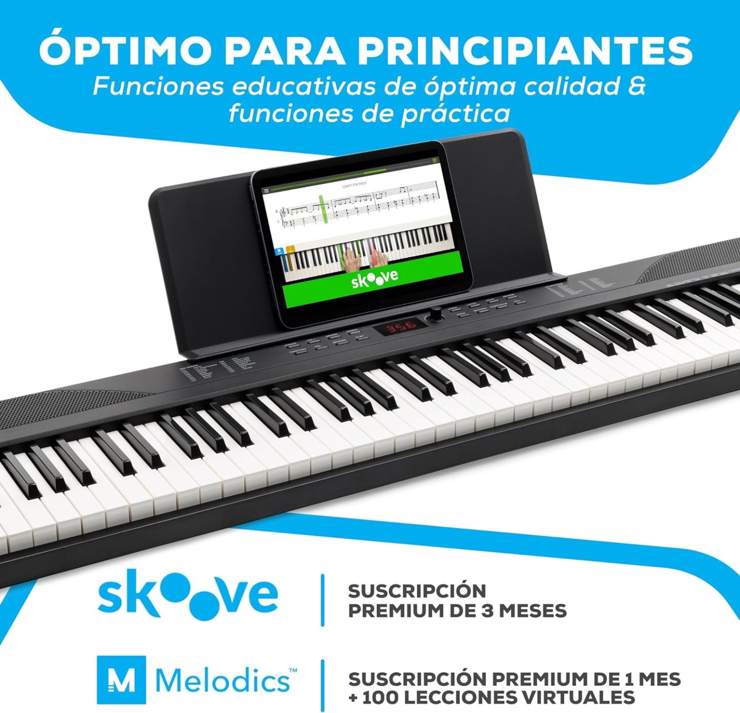Alesis Melody 61 - Piano eléctrico con 61 teclas, Teclado Musical con altavoces, audífonos, micrófono, soporte para piano, atril y taburete